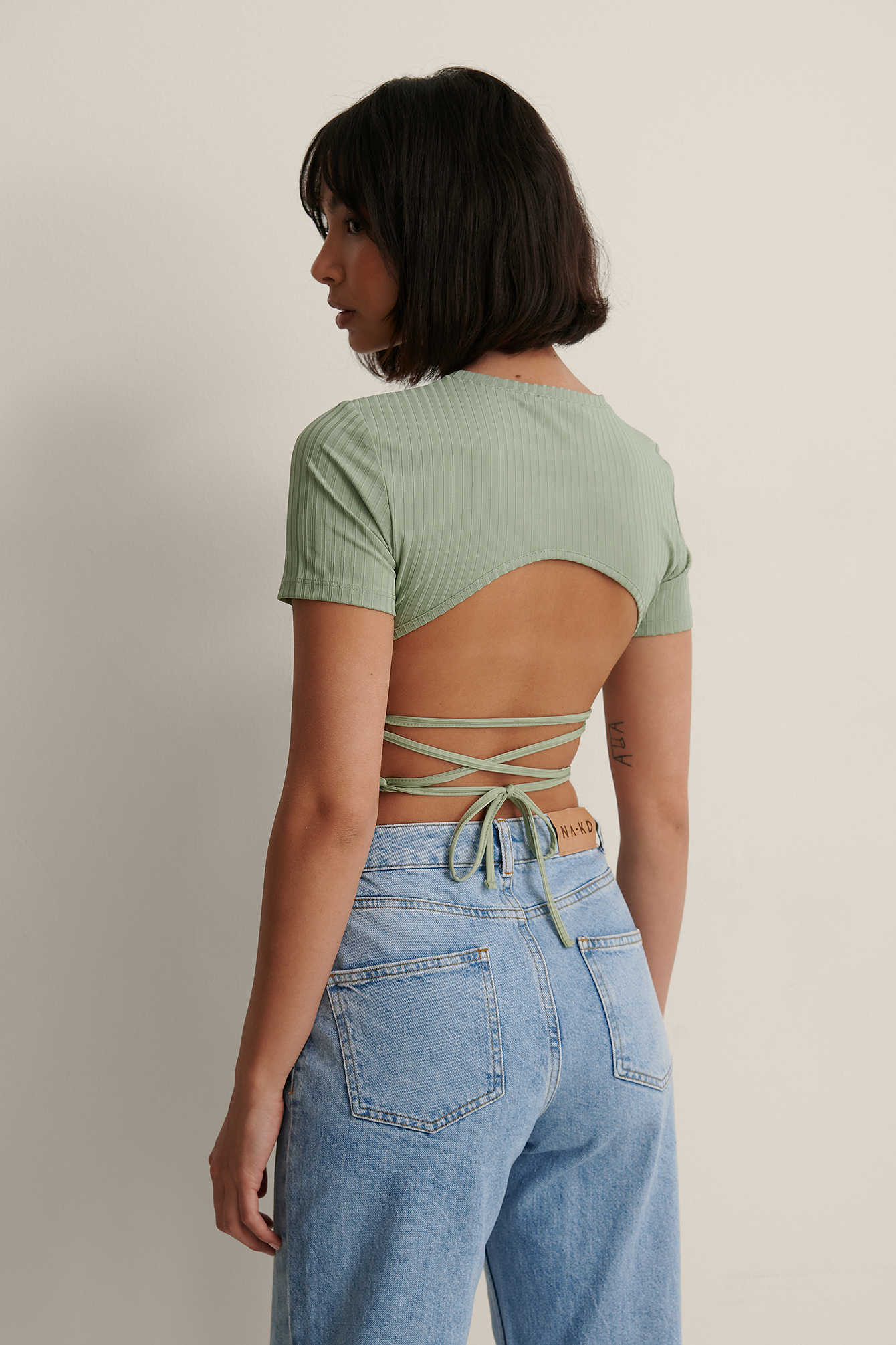 Light Green Recycled Strap Back Detail Top