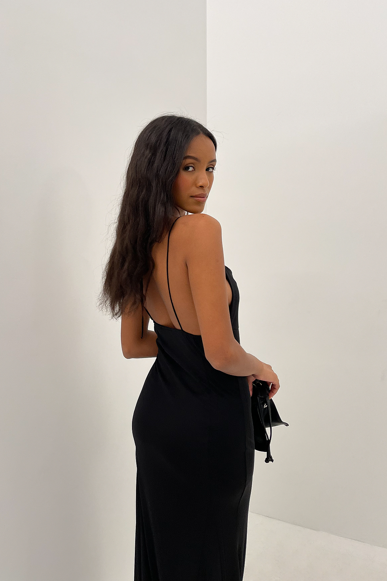 Strap Detail Mesh Maxi Dress Black | na 