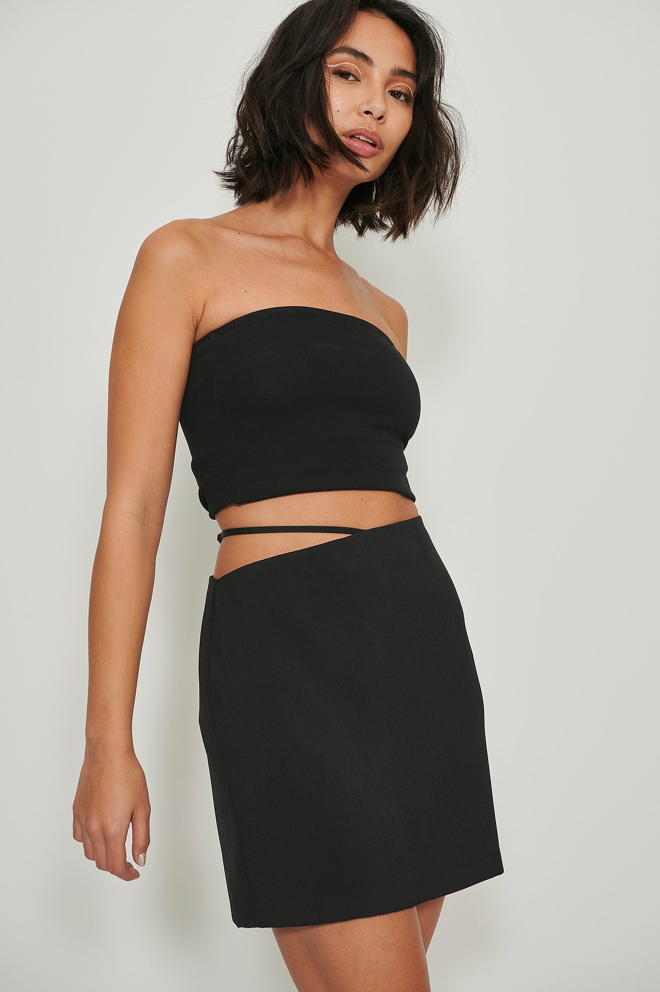 Black NA-KD Party Strap Detail Mini Skirt
