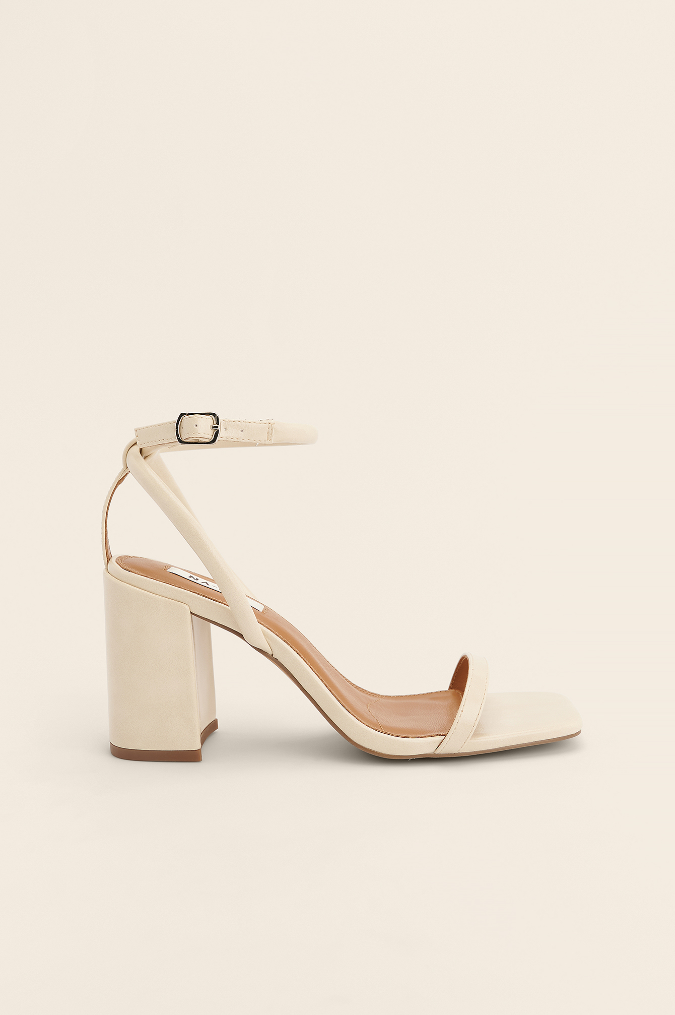 Strappy Ankle Block Heeled Sandals Offwhite | NA-KD