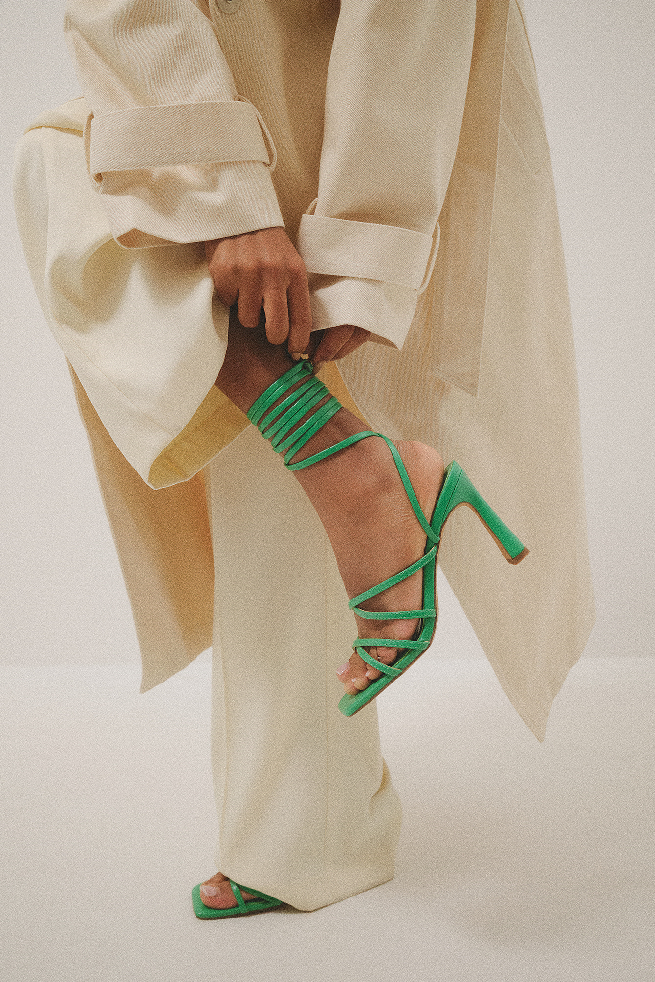 Sandaler med snørebånd med hæl Grøn | NA-KD