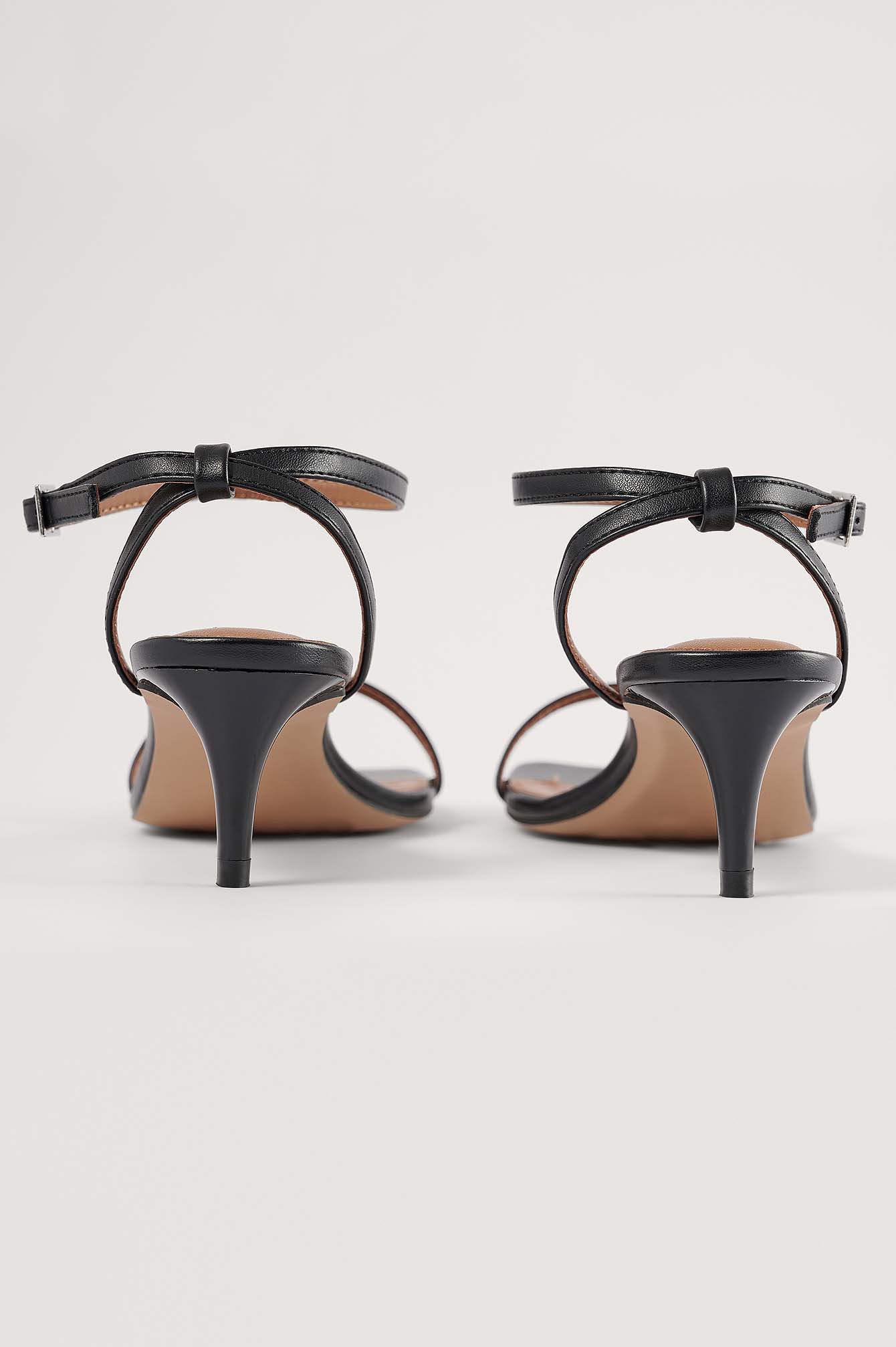 Strappy Kitten Heels Black