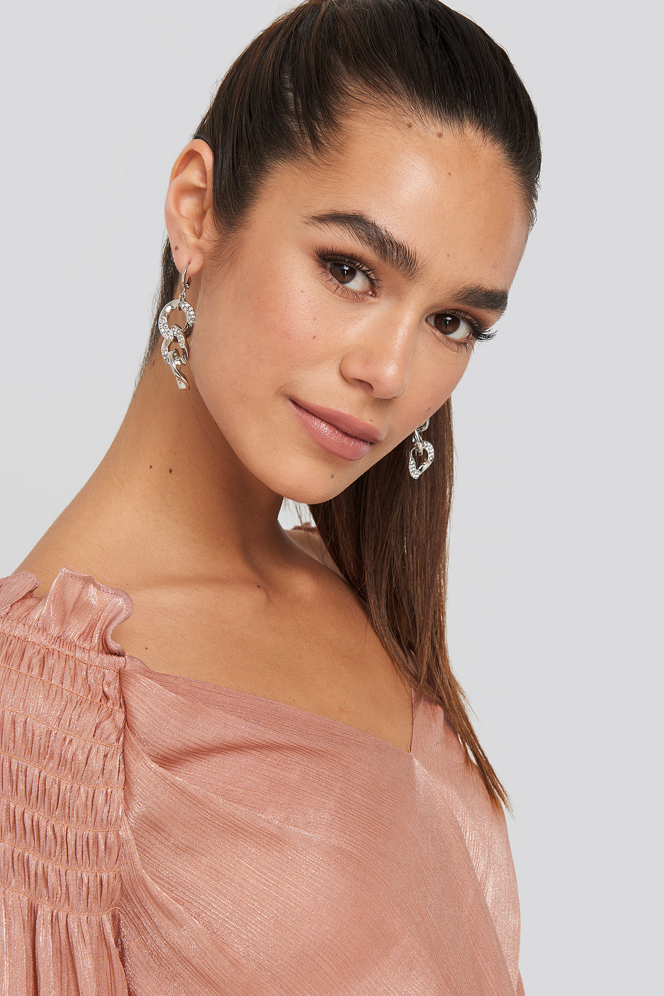 Strass Chain Earrings Silver