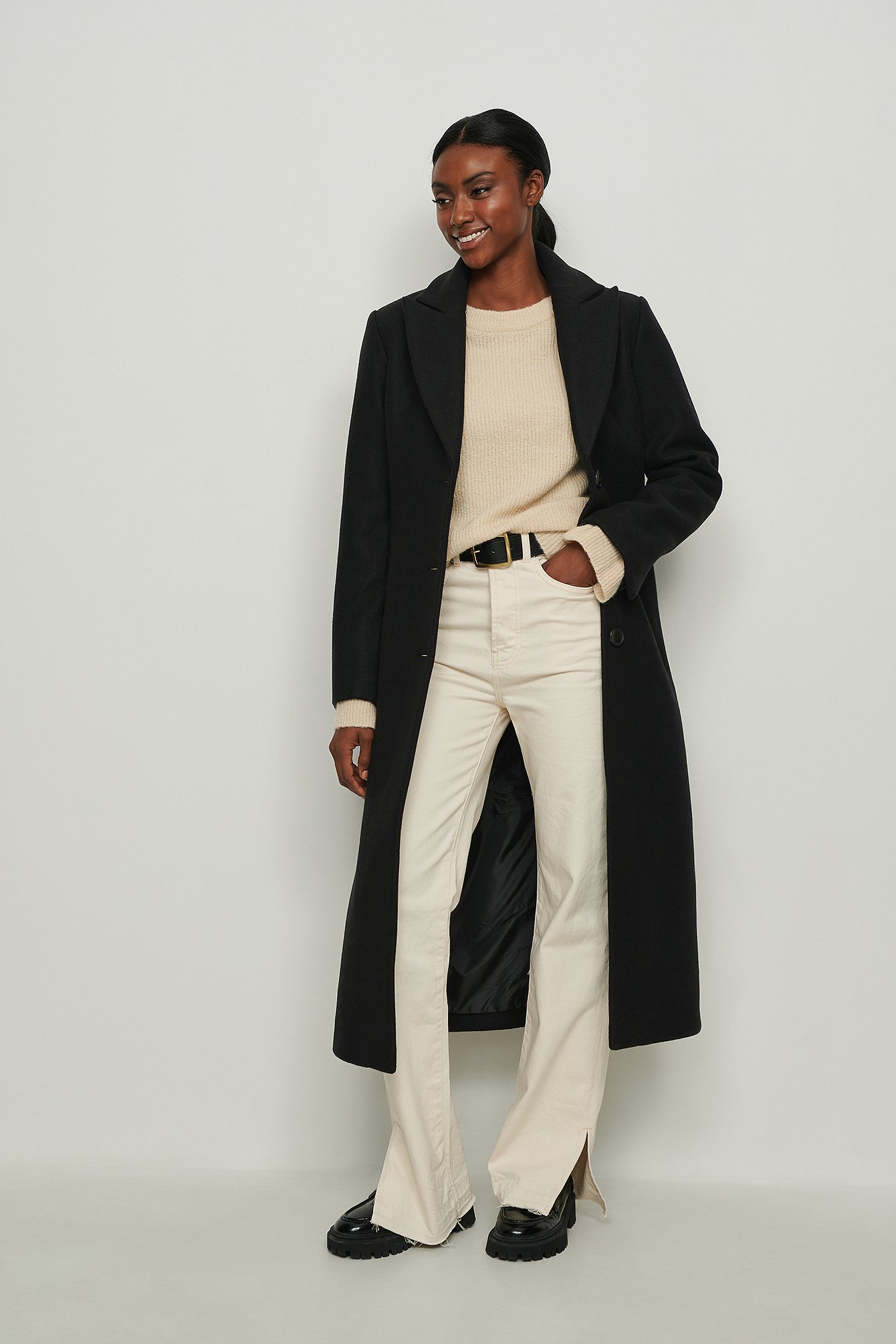 Black NA-KD Trend Straight Fitted Coat