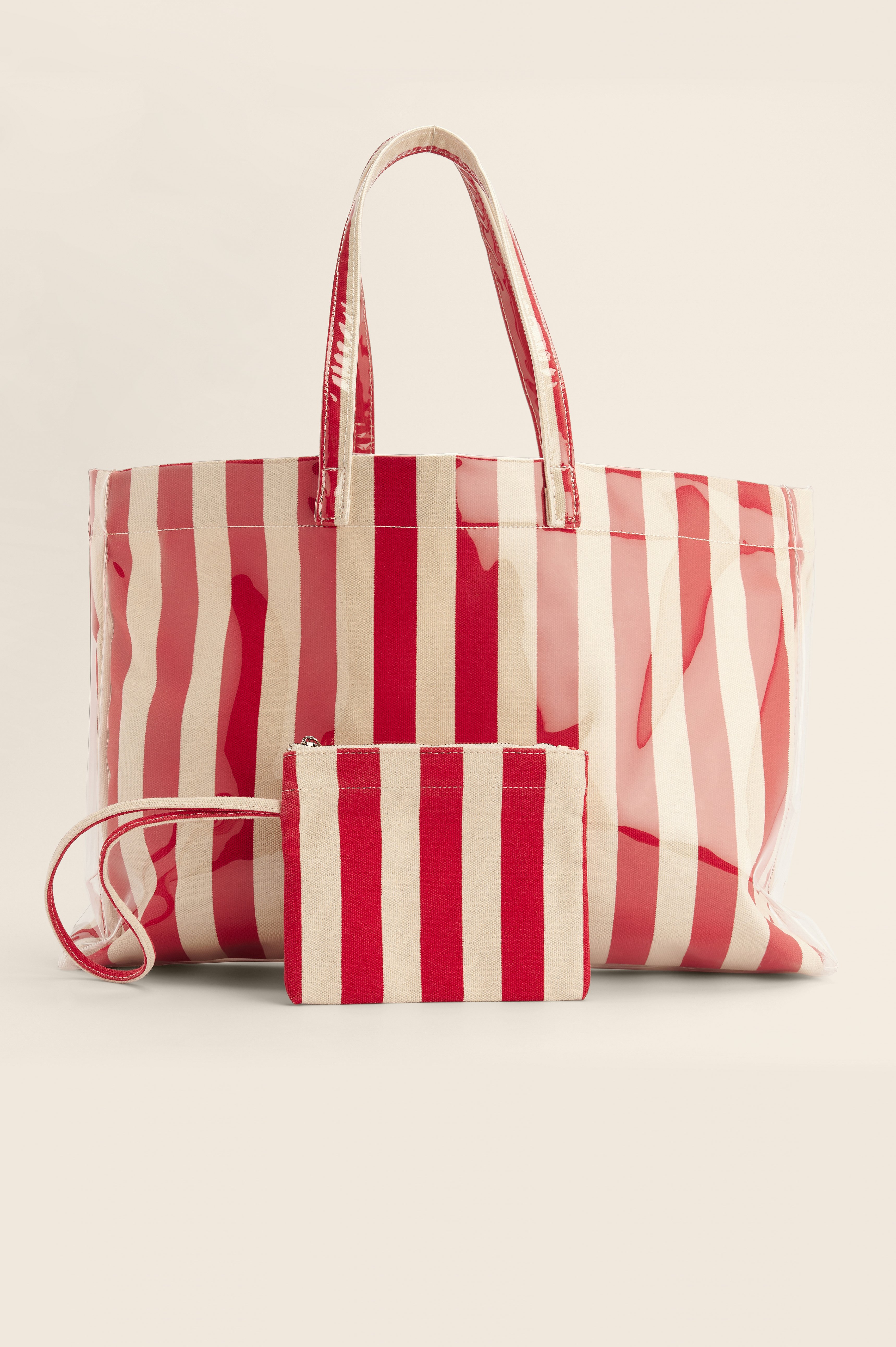 Red Stripe Striped Beach Bag