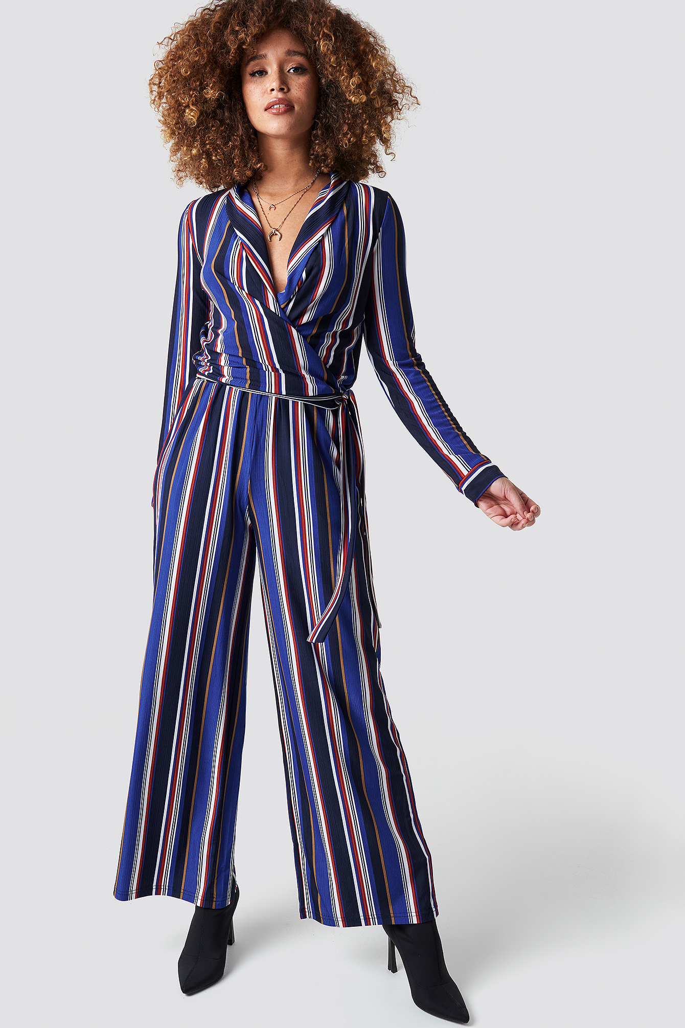 Striped Flared Pants Blue