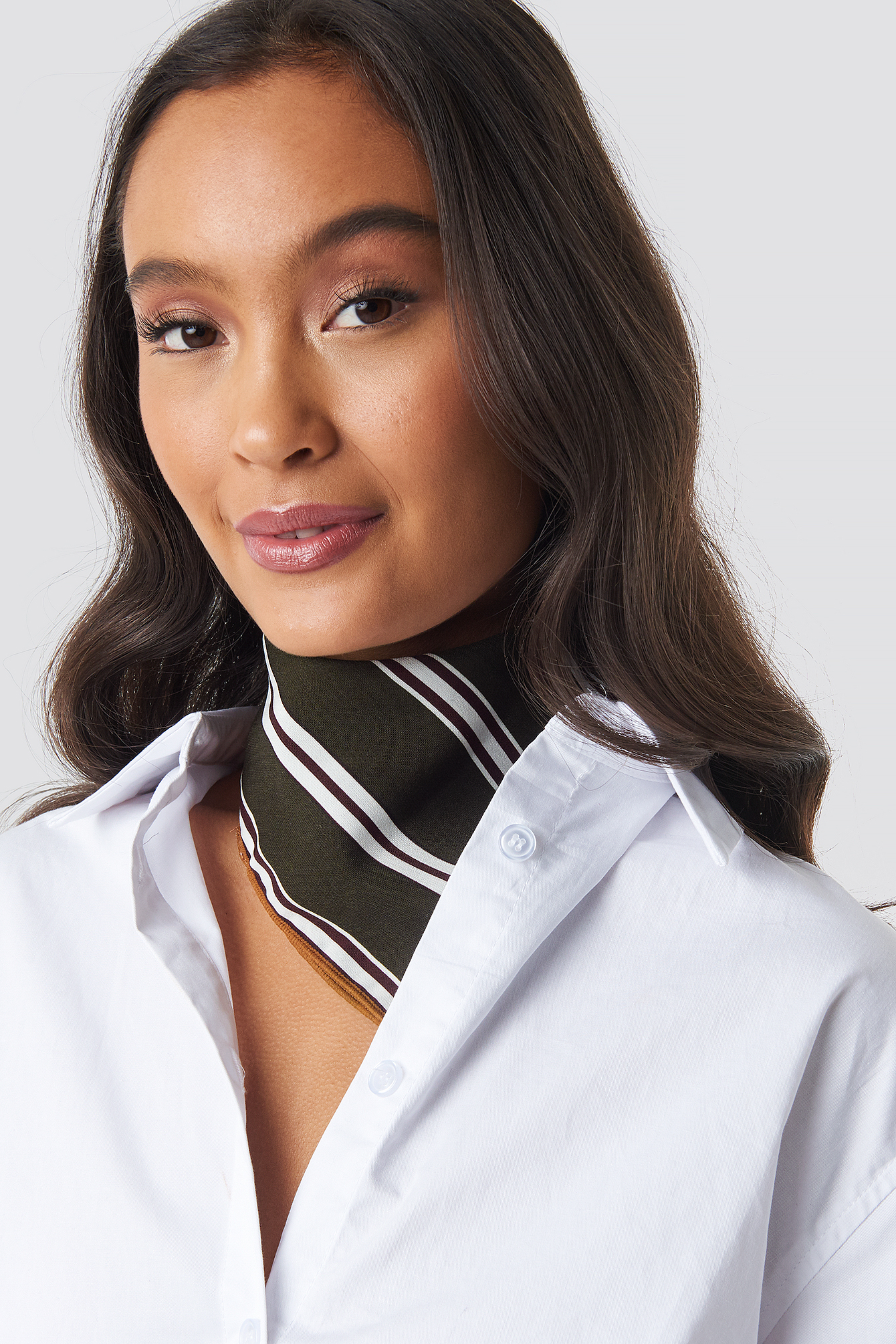 Striped Green Satin Scarf Striped