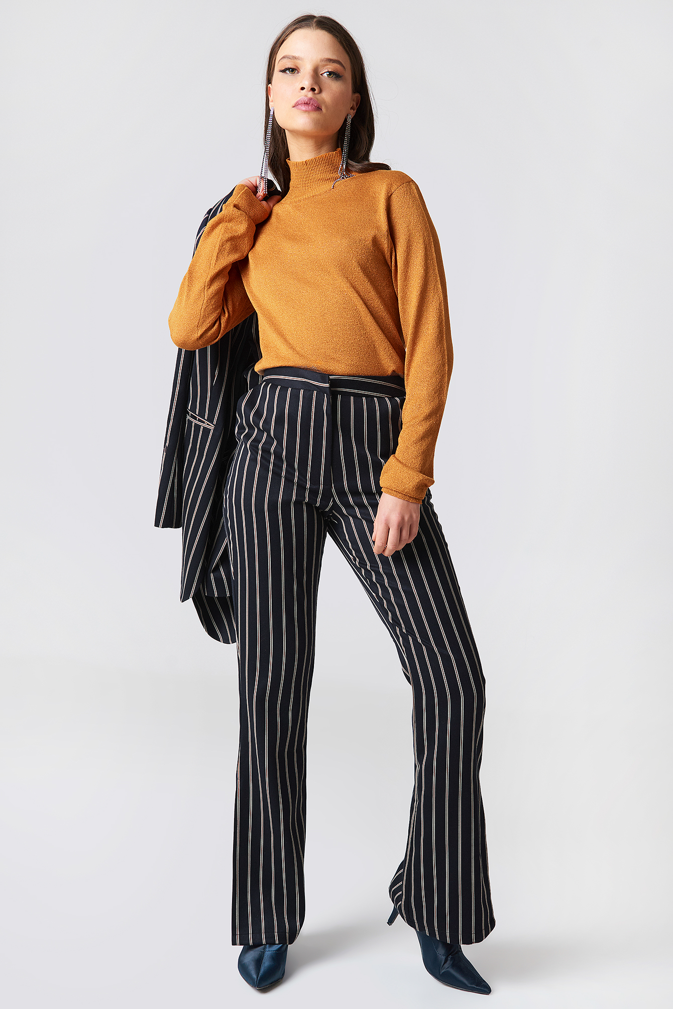 Side Slit Suit Pants Dark Navy