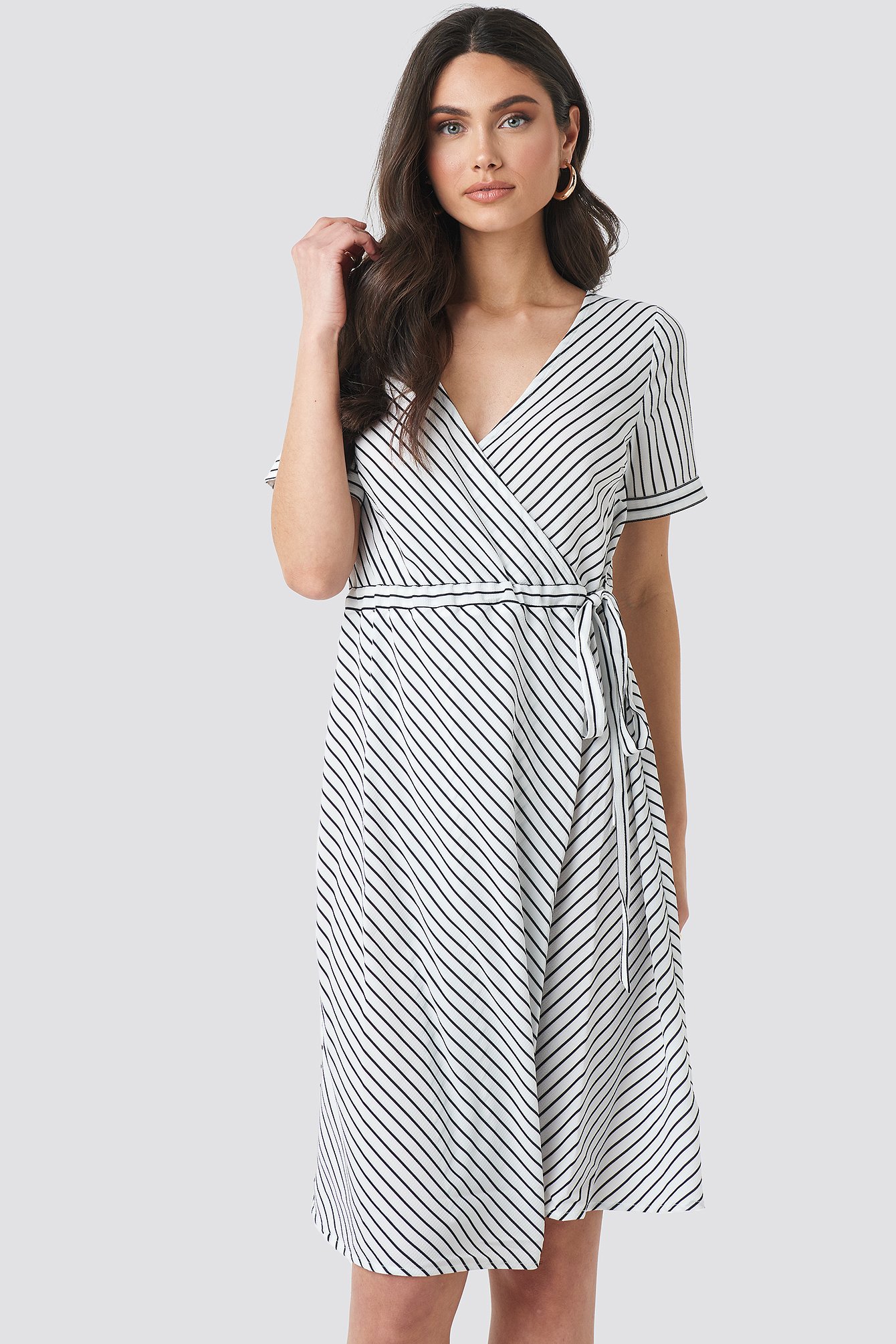 Black Striped Overlap Dress