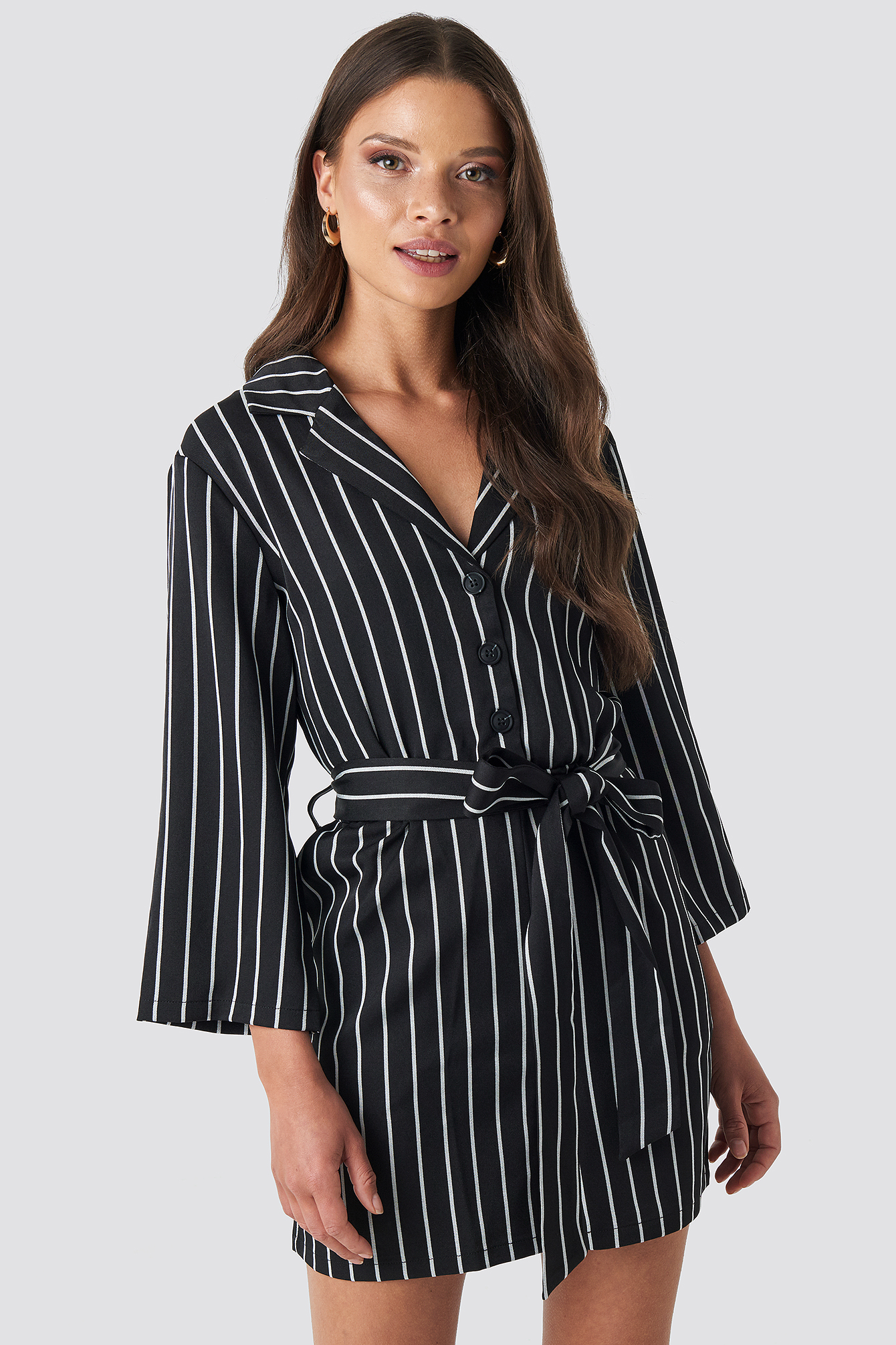 Striped Playsuit Black