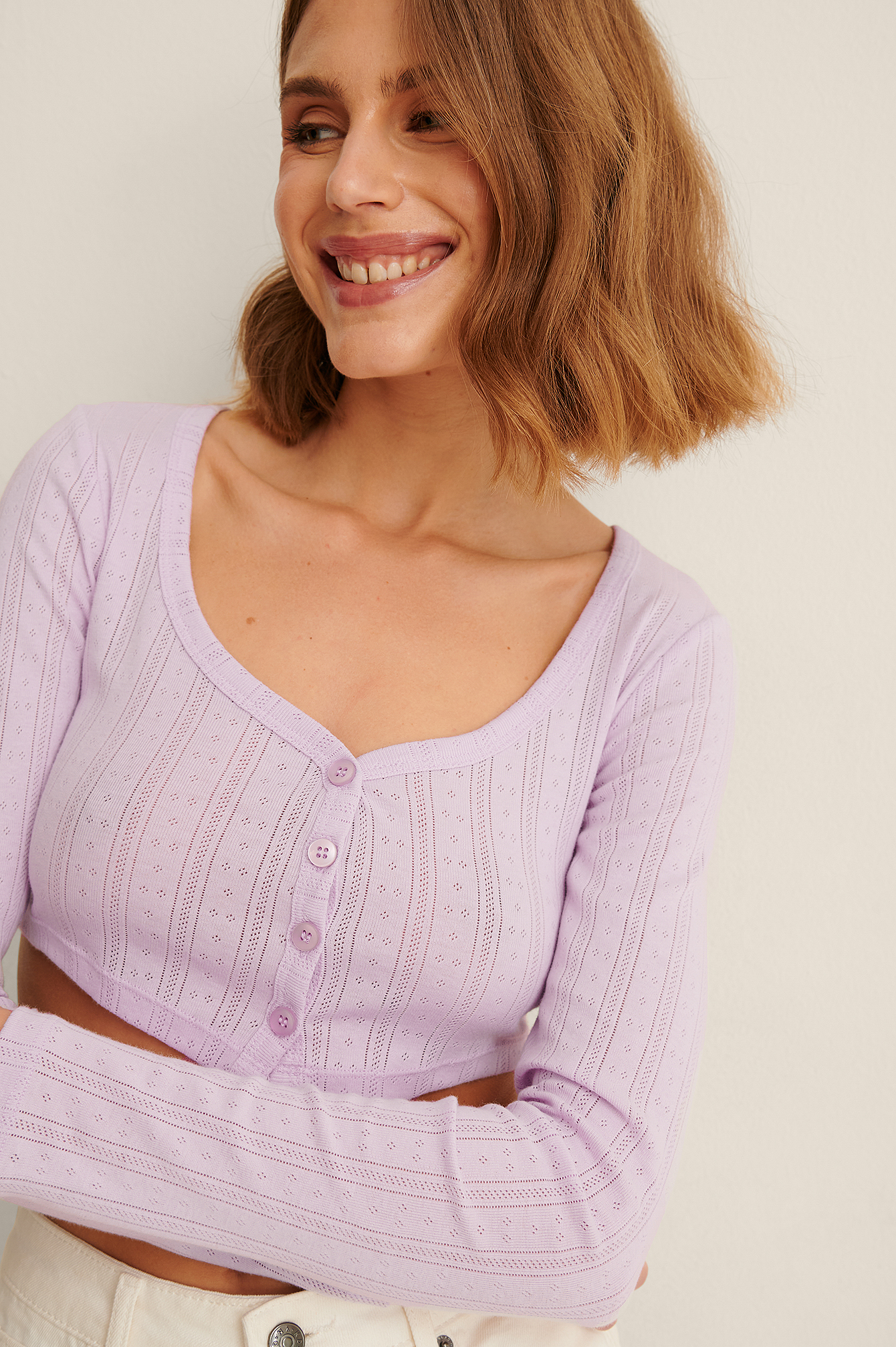 Lilac Structure Cropped Cardigan