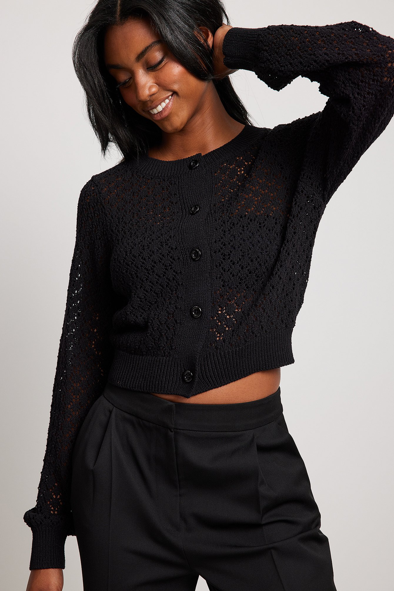 Black Structure Knitted Cardigan