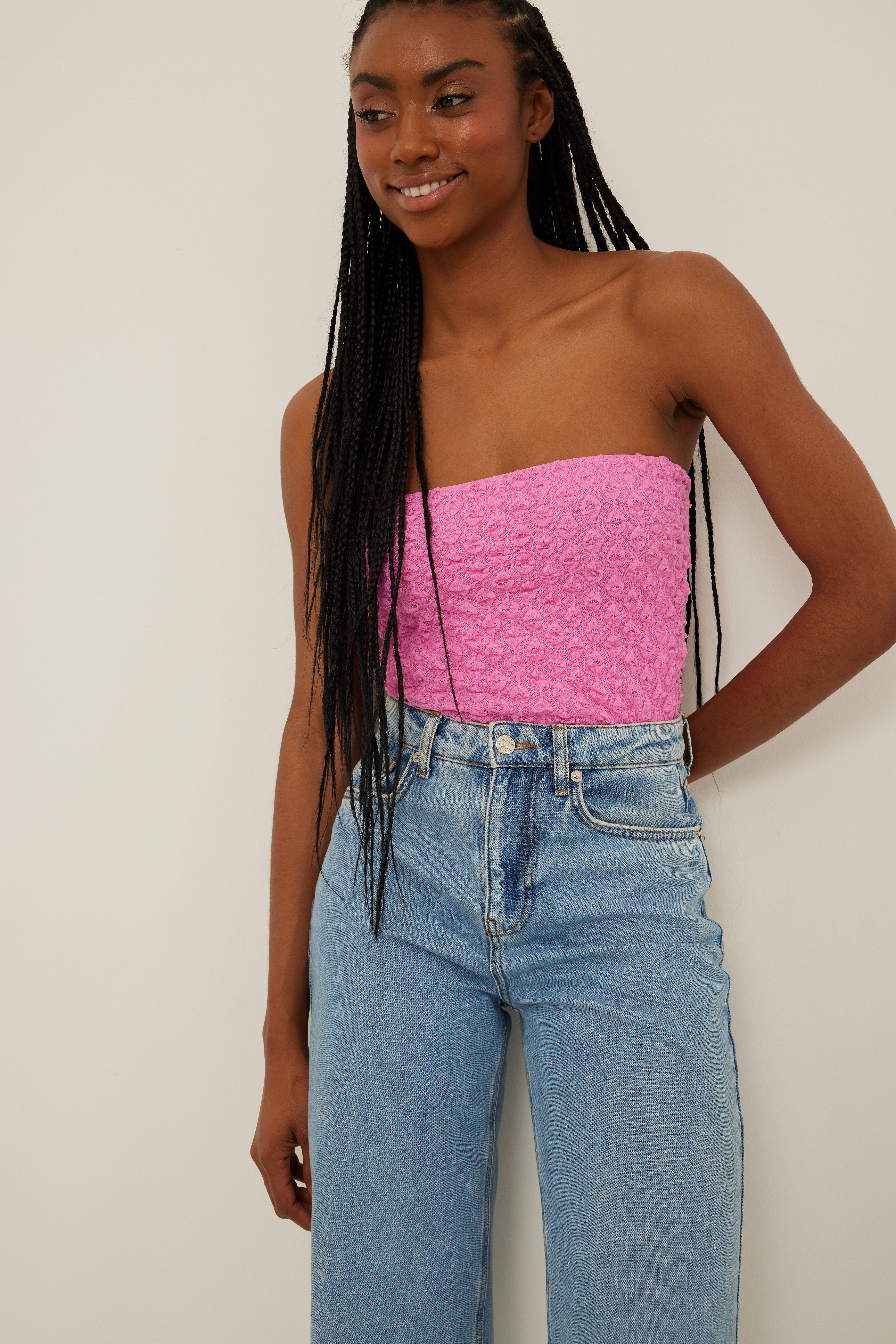 Pink Structured Bandeau Top