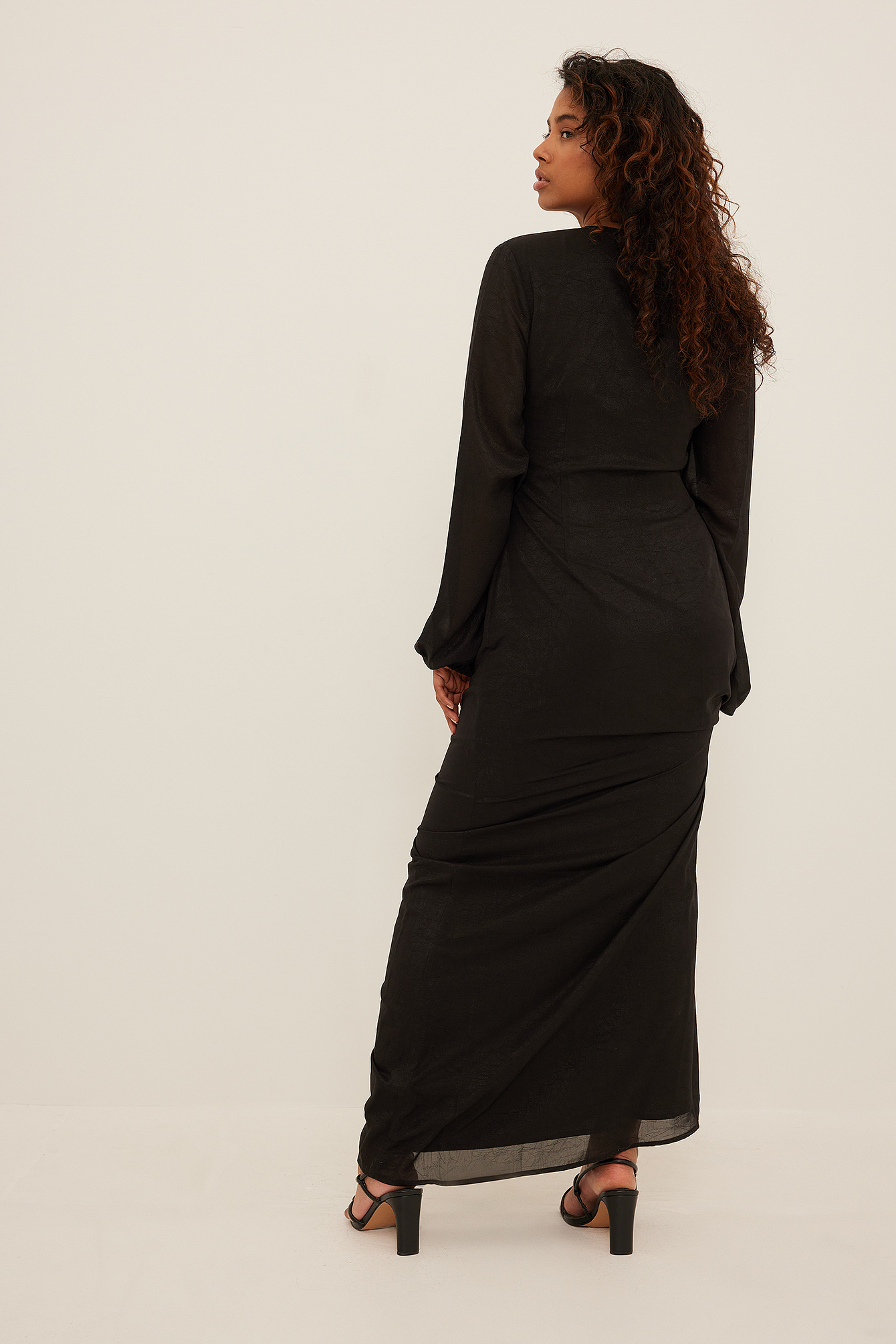 Structured Chiffon Maxi Dress Black 