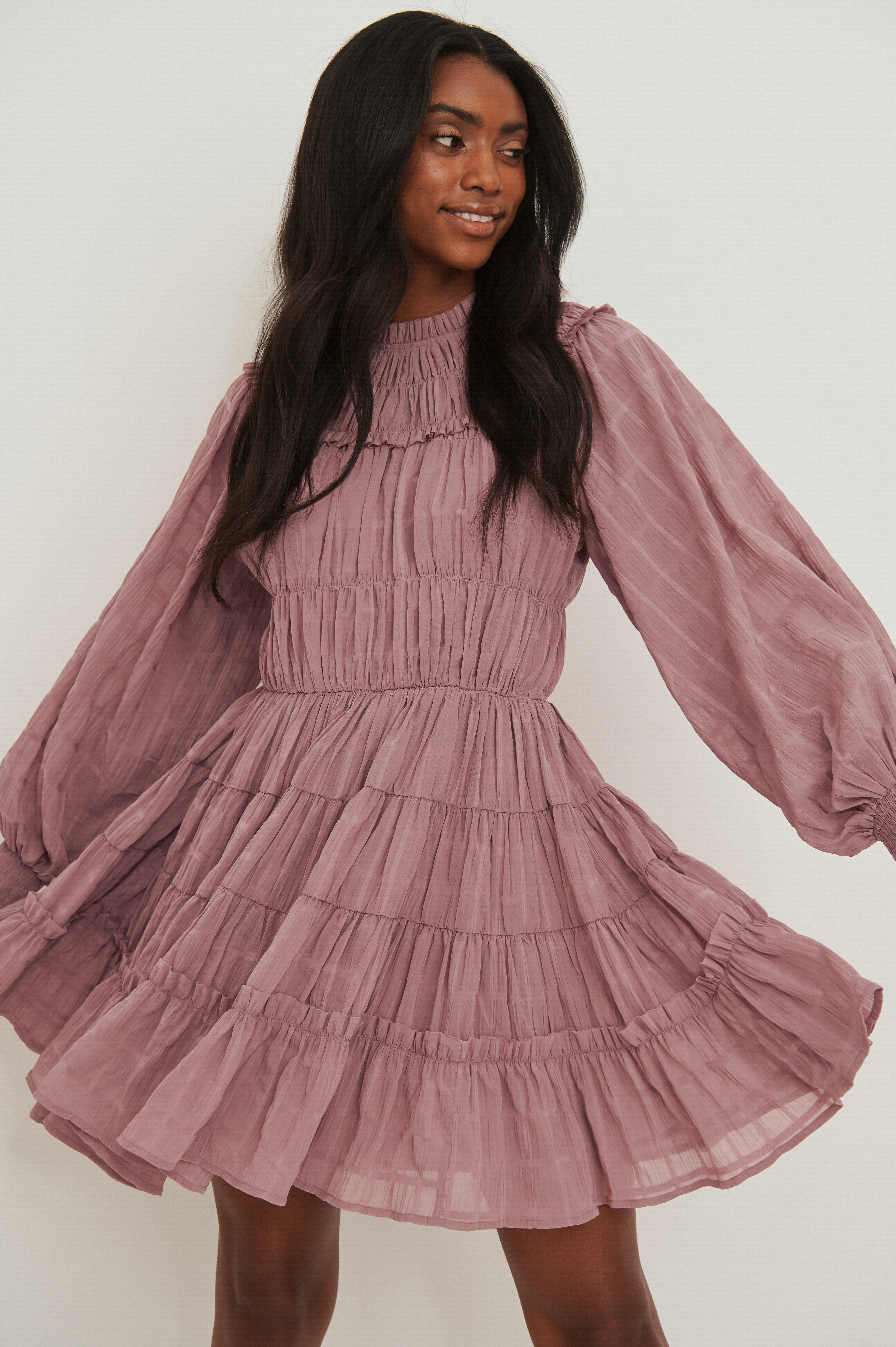 Recycled Structured Chiffon Mini Dress 
