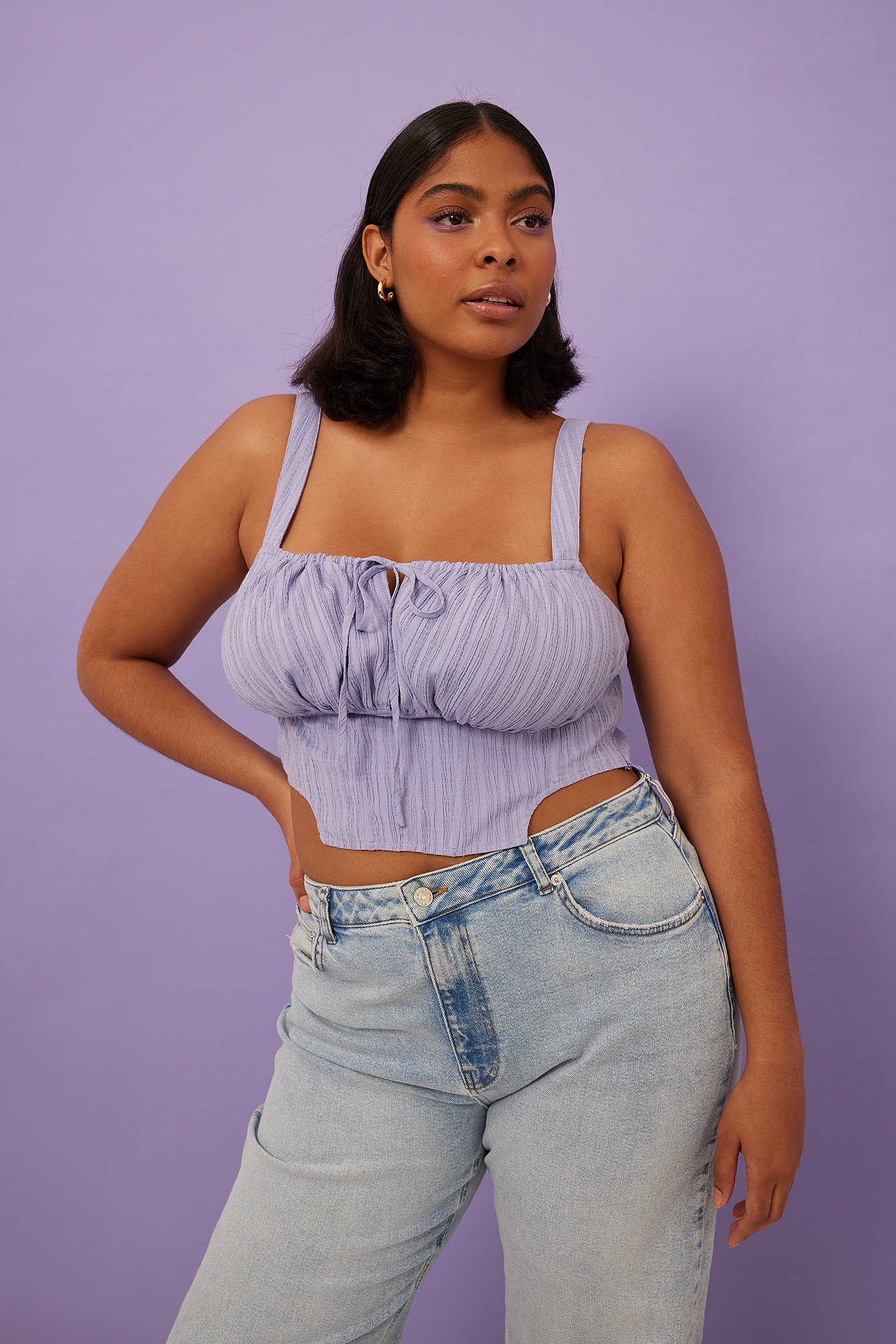 Lilac Structured Corset Cropped Top