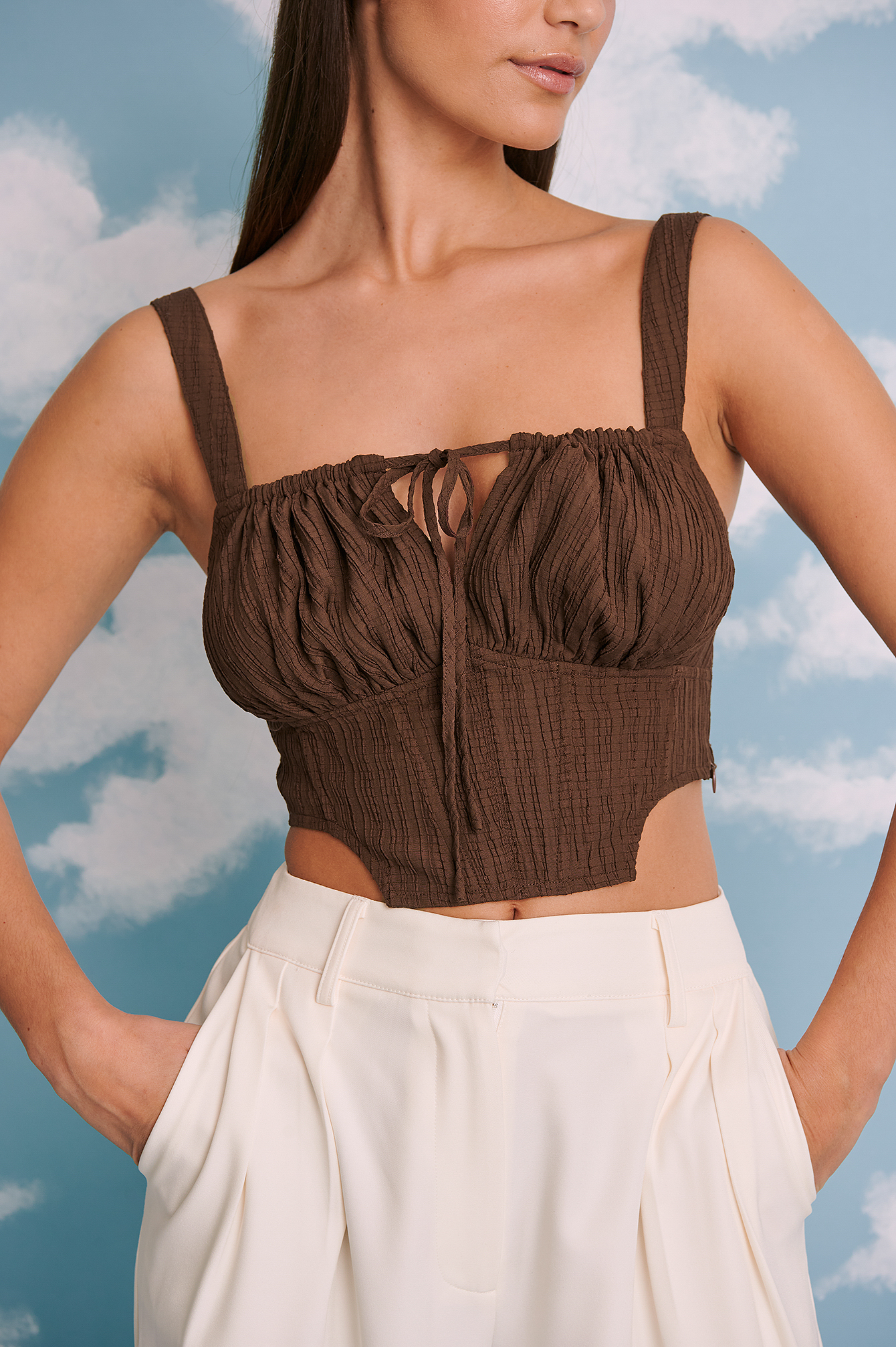 Structured Corset Top Brown