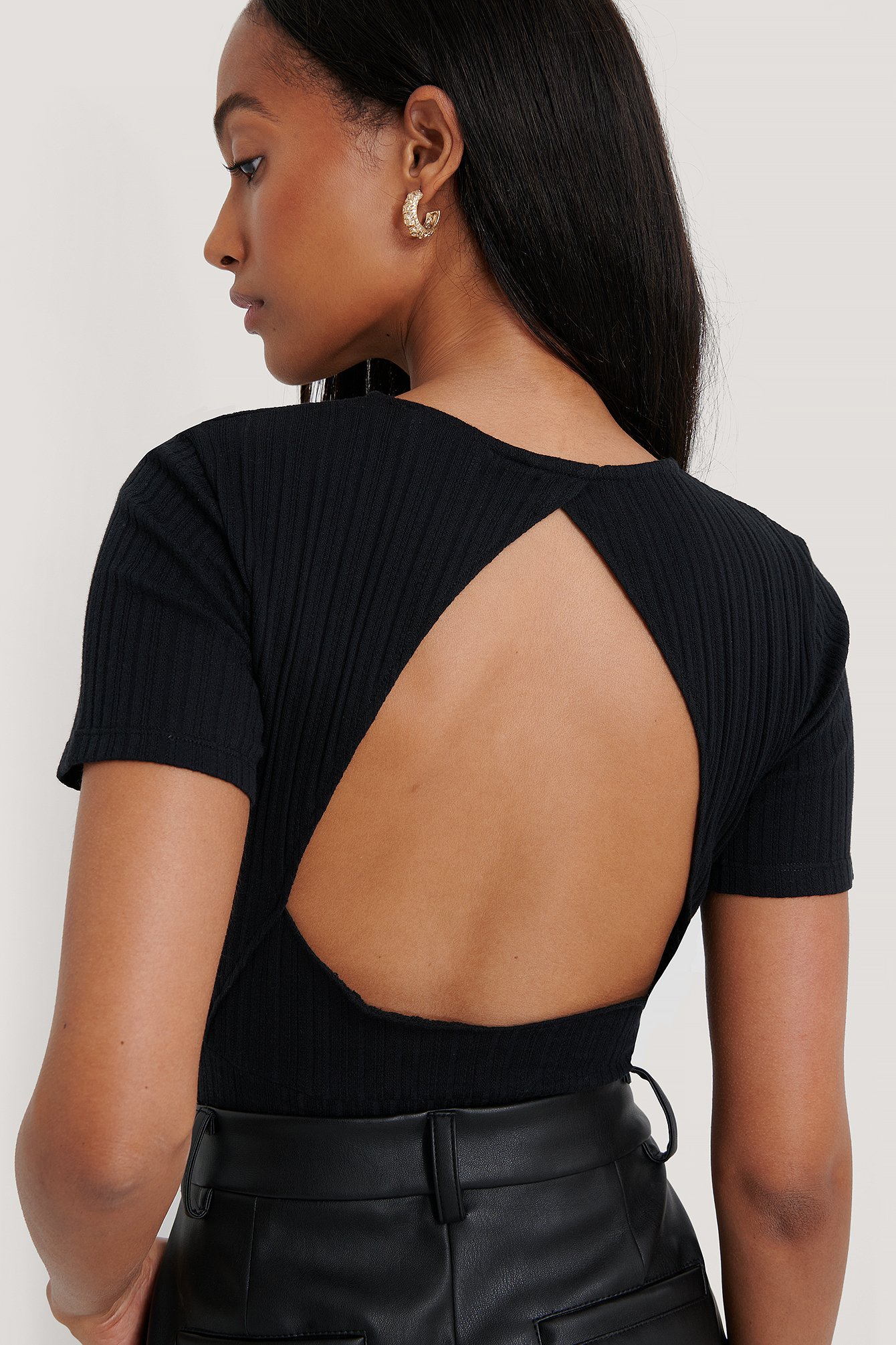 Black Organic Structured Cut Out Top