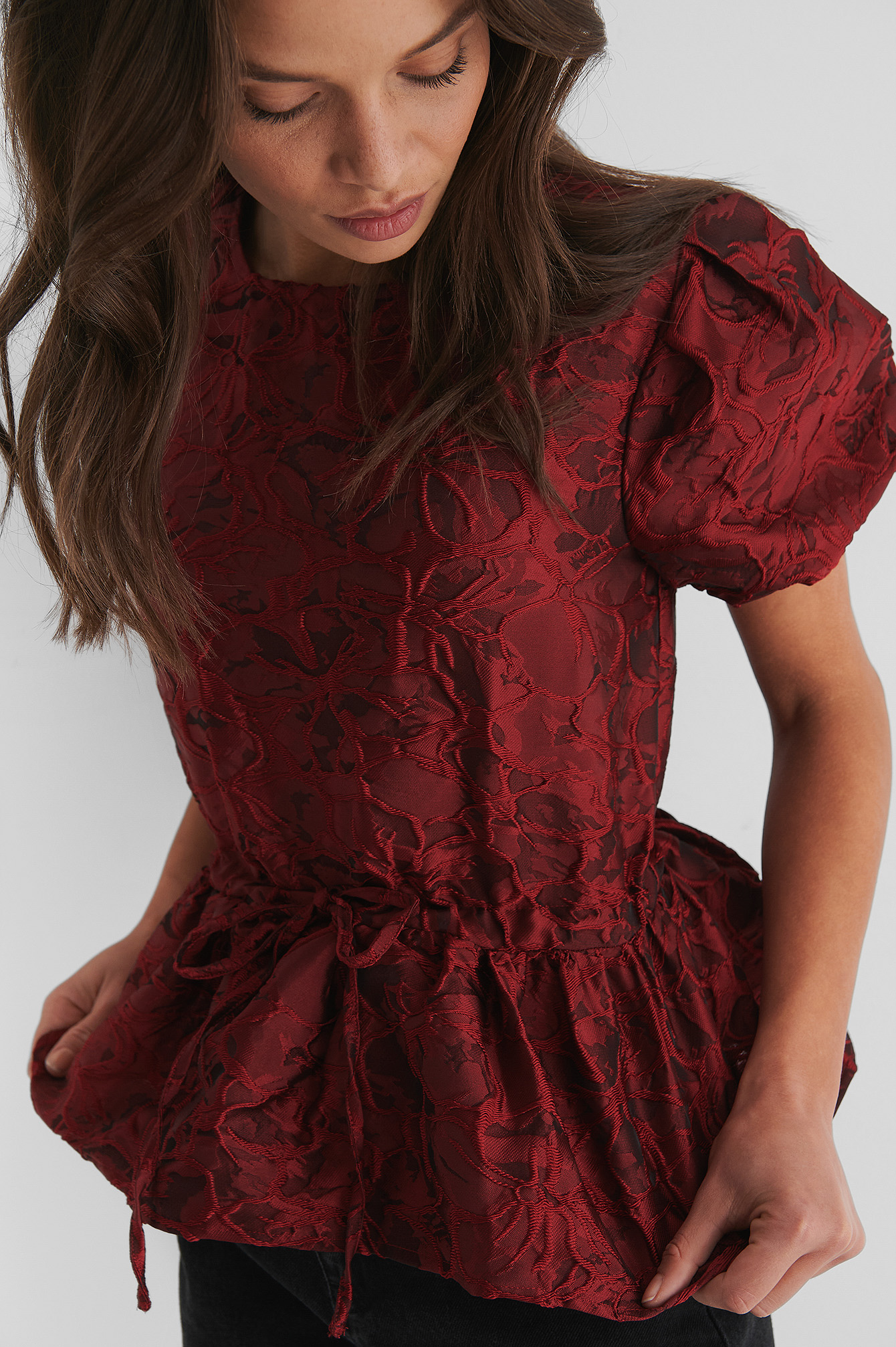 Structured Drawstring Top Red | na-kd.com