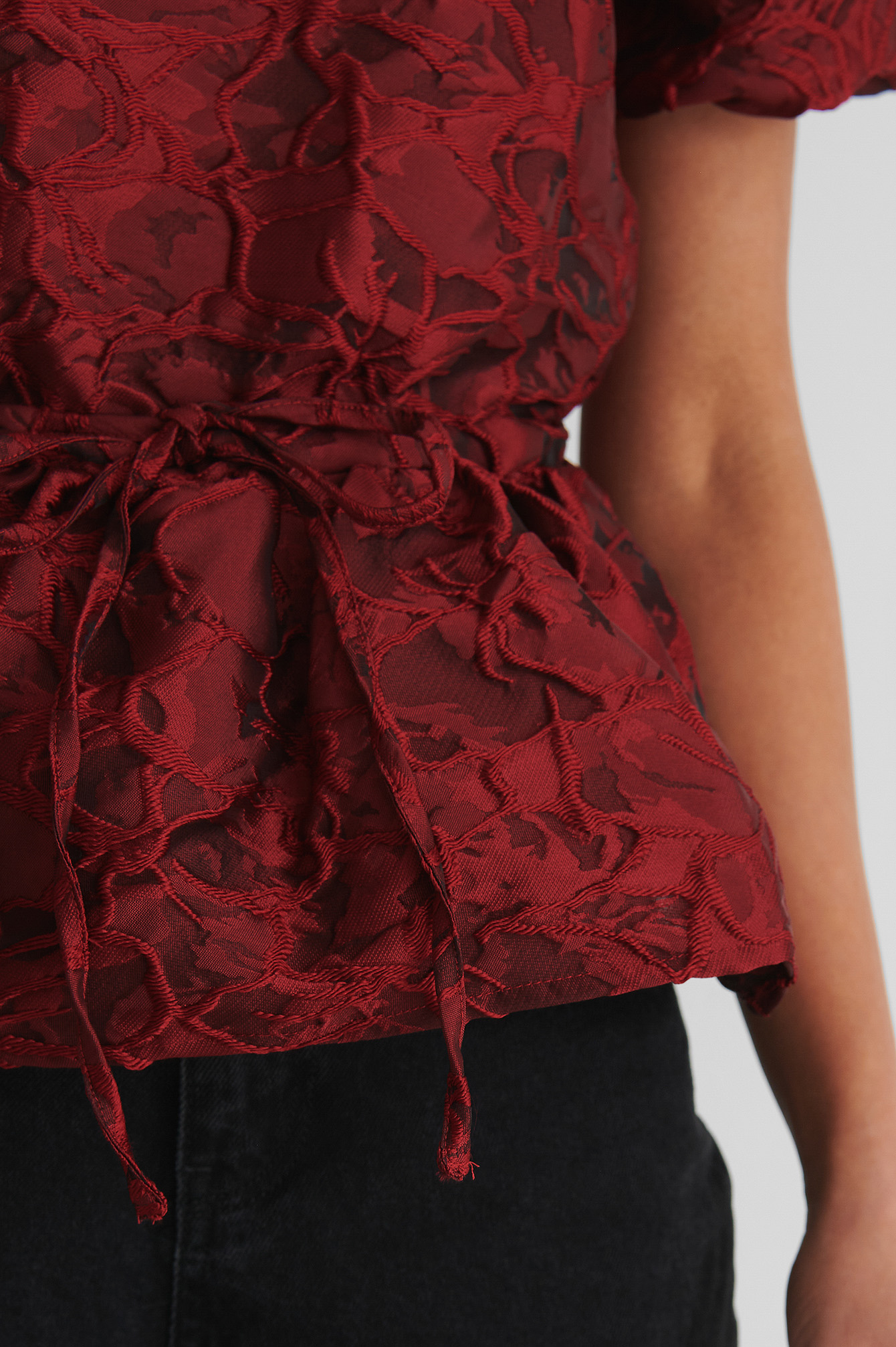 Structured Drawstring Top Red | na-kd.com