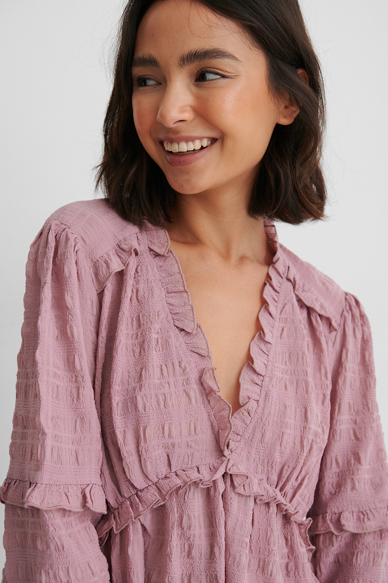 Dusty Dark Pink Structured Frill Blouse