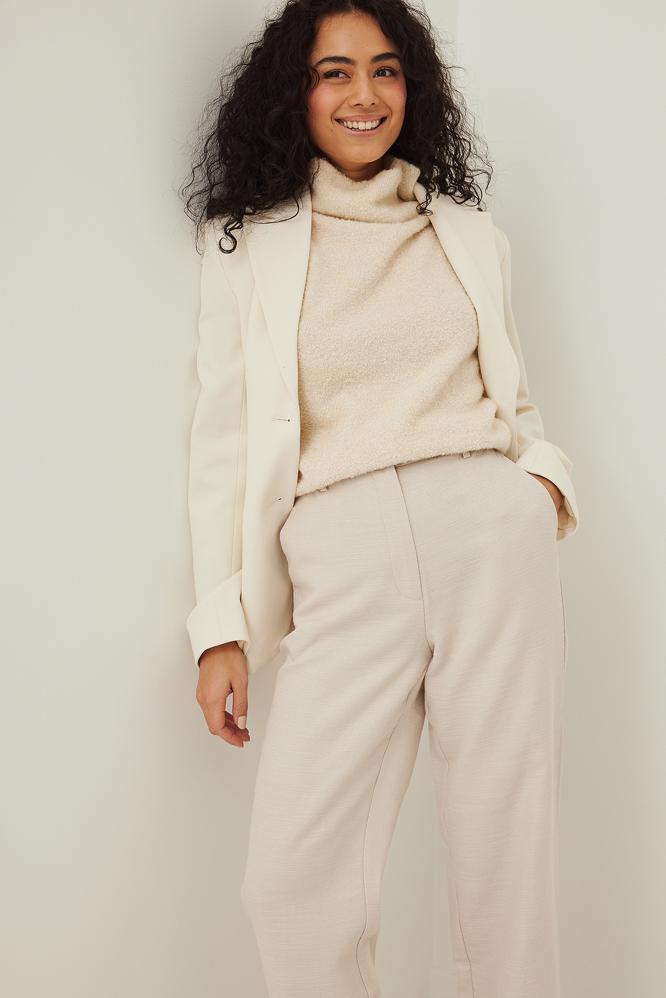 Structured High Waist Wide Leg Suit 