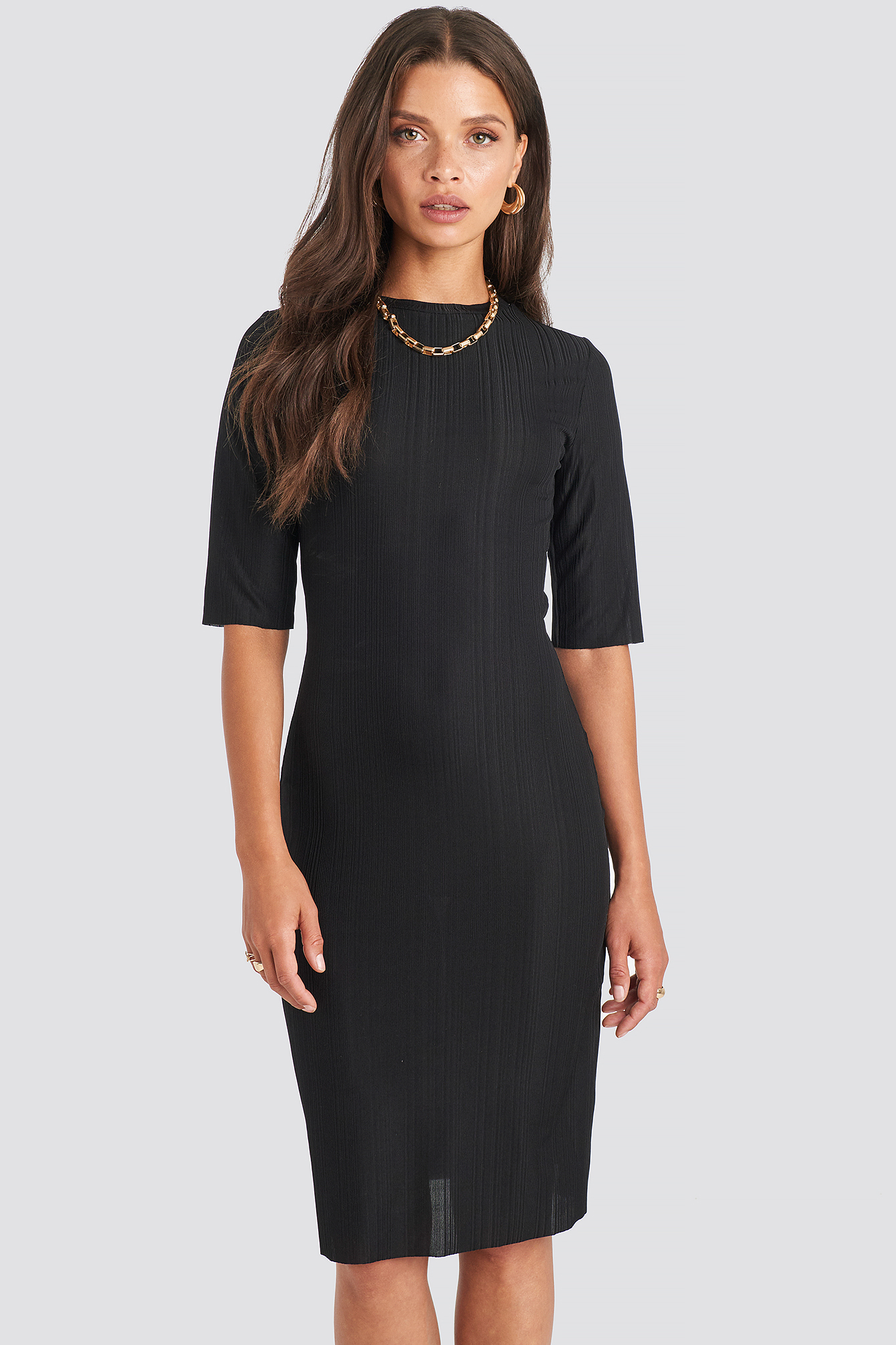 Structured Midi Dress Black | na-kd.com