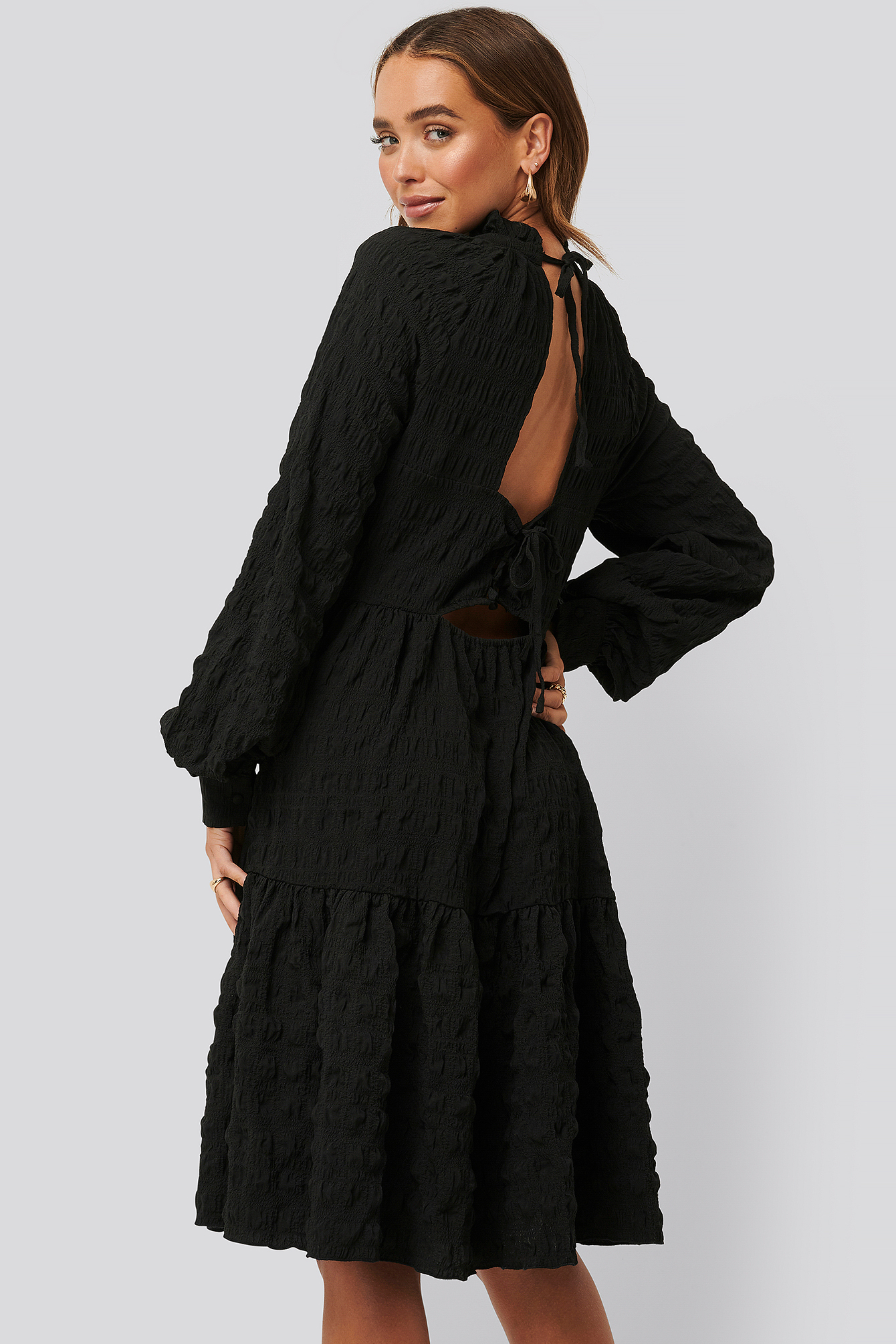 Structured Open Back Dress Black | na 
