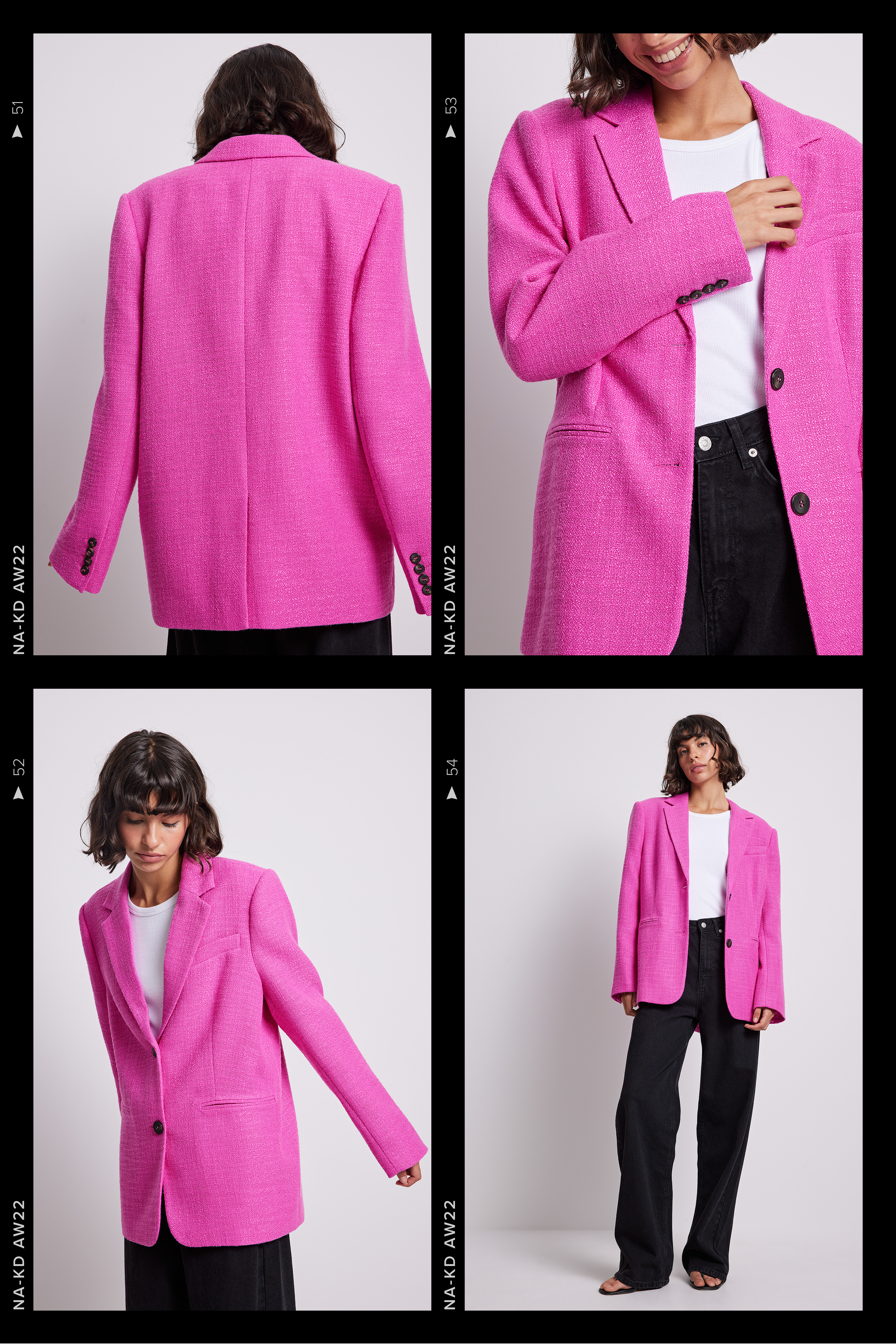 NA-KD Trend Structured Oversized Blazer - Pink