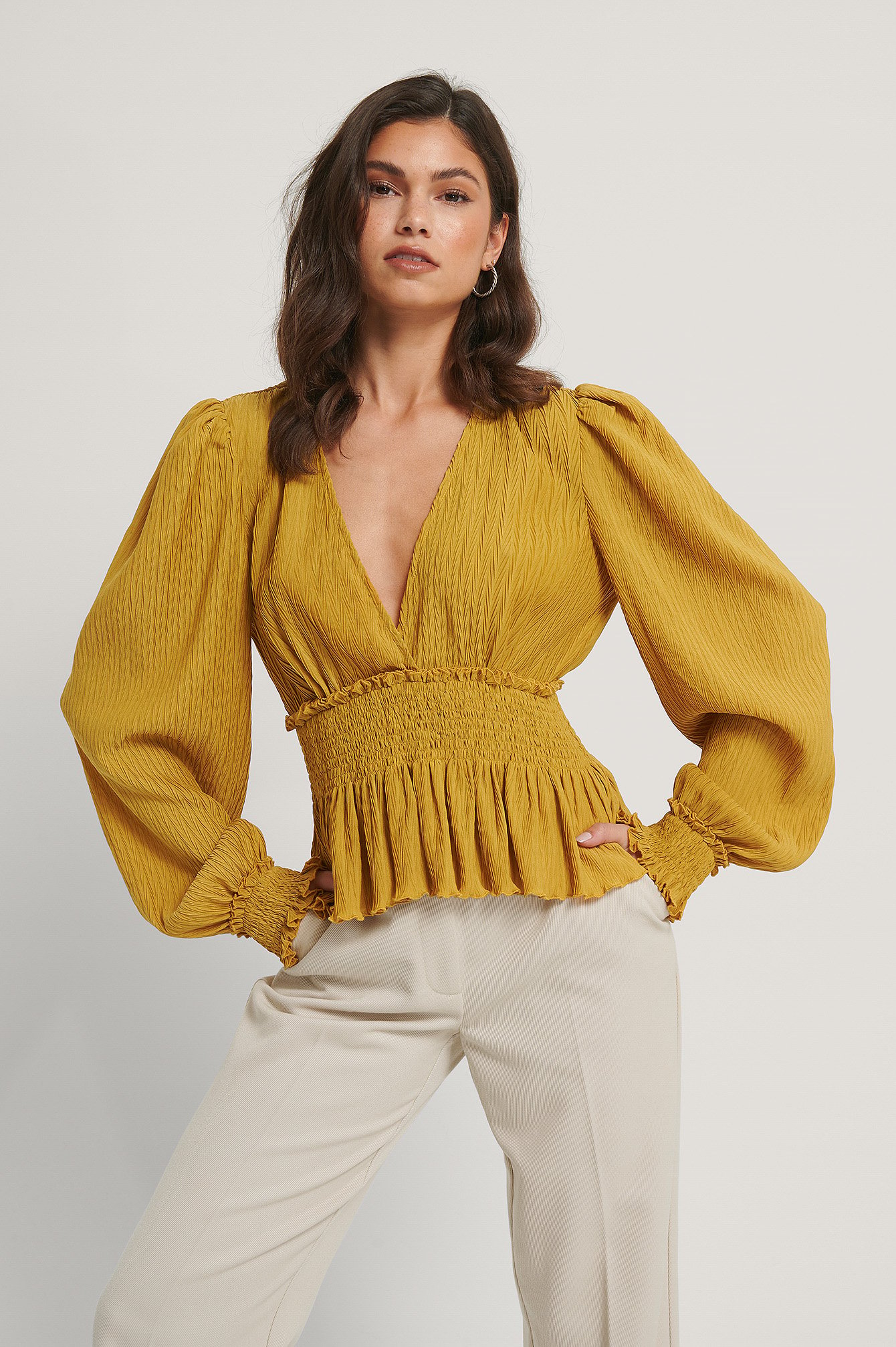 Mustard Structured Smock Blouse