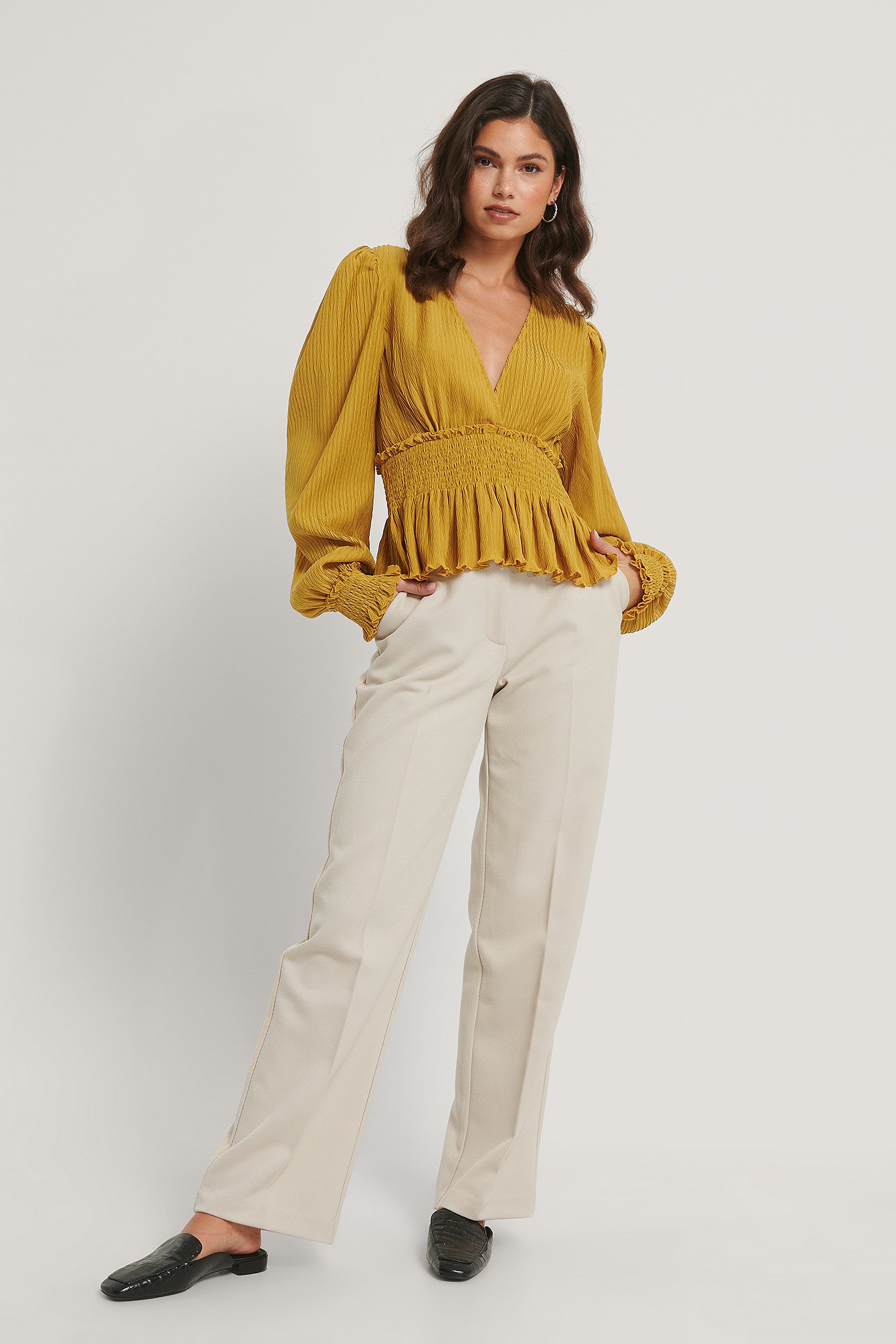 Mustard Structured Smock Blouse