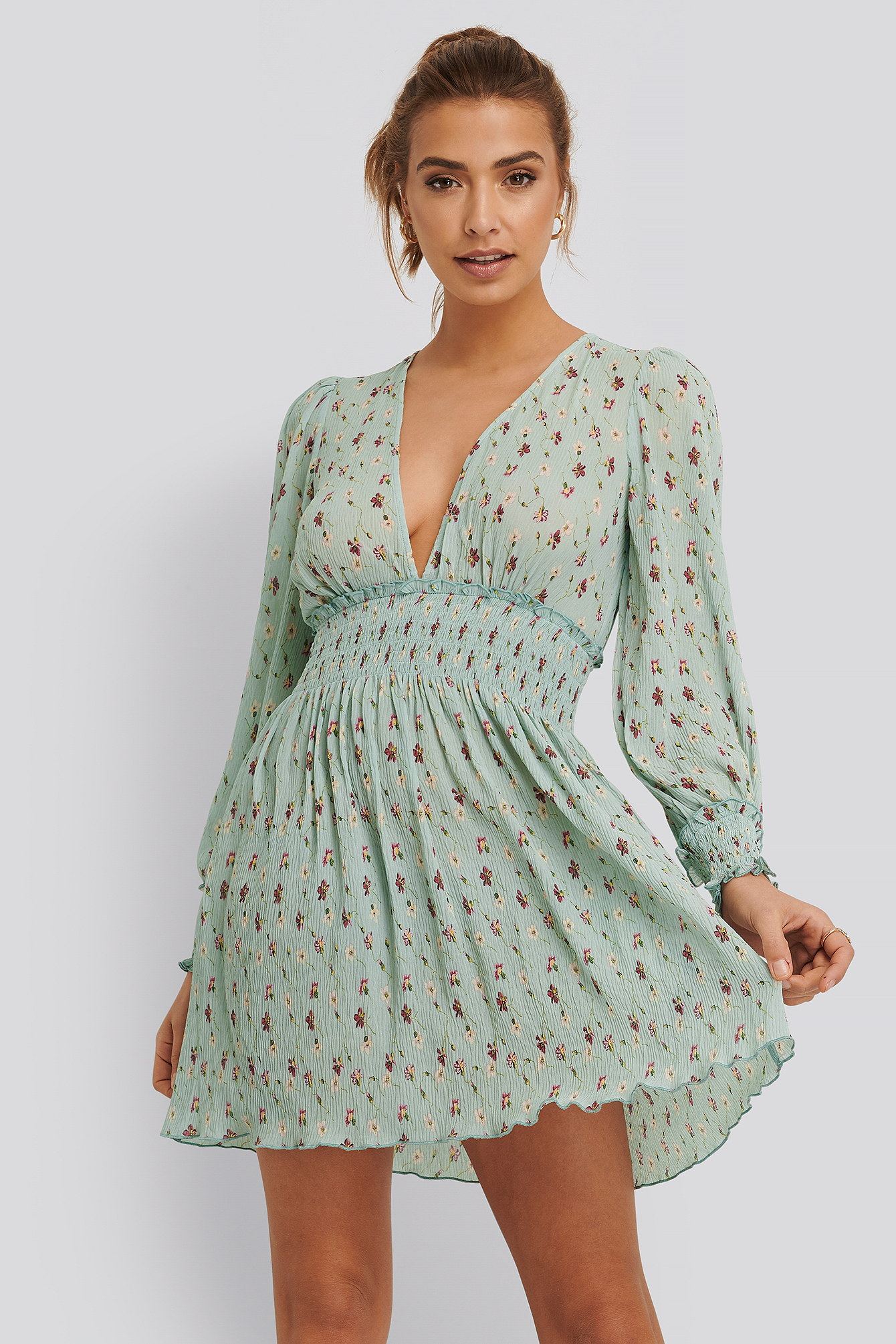 Structured Smock Waist Mini Dress 