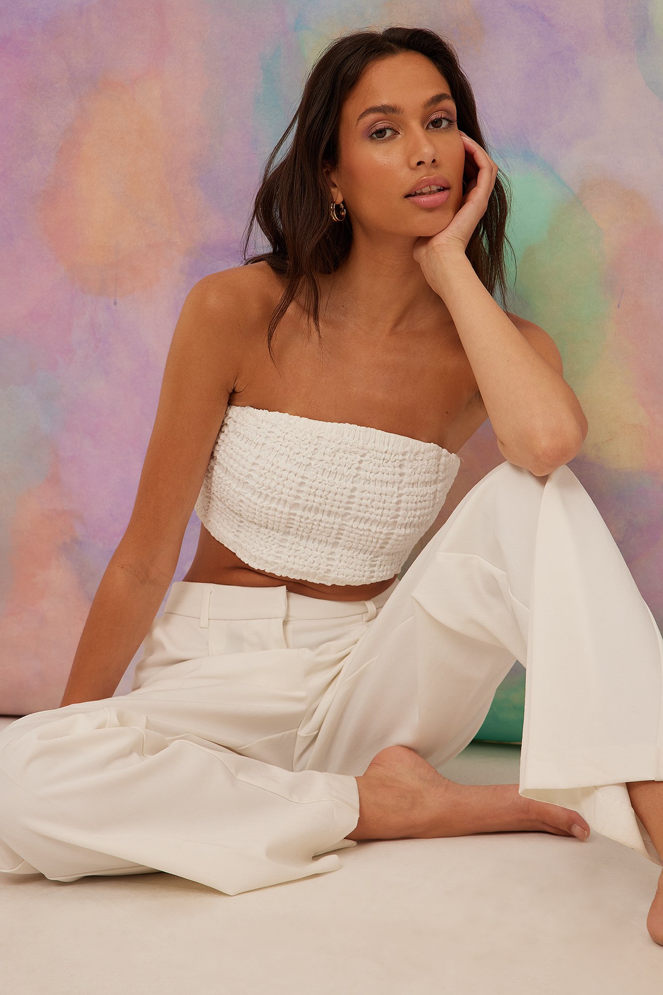 White Structured Tube Top