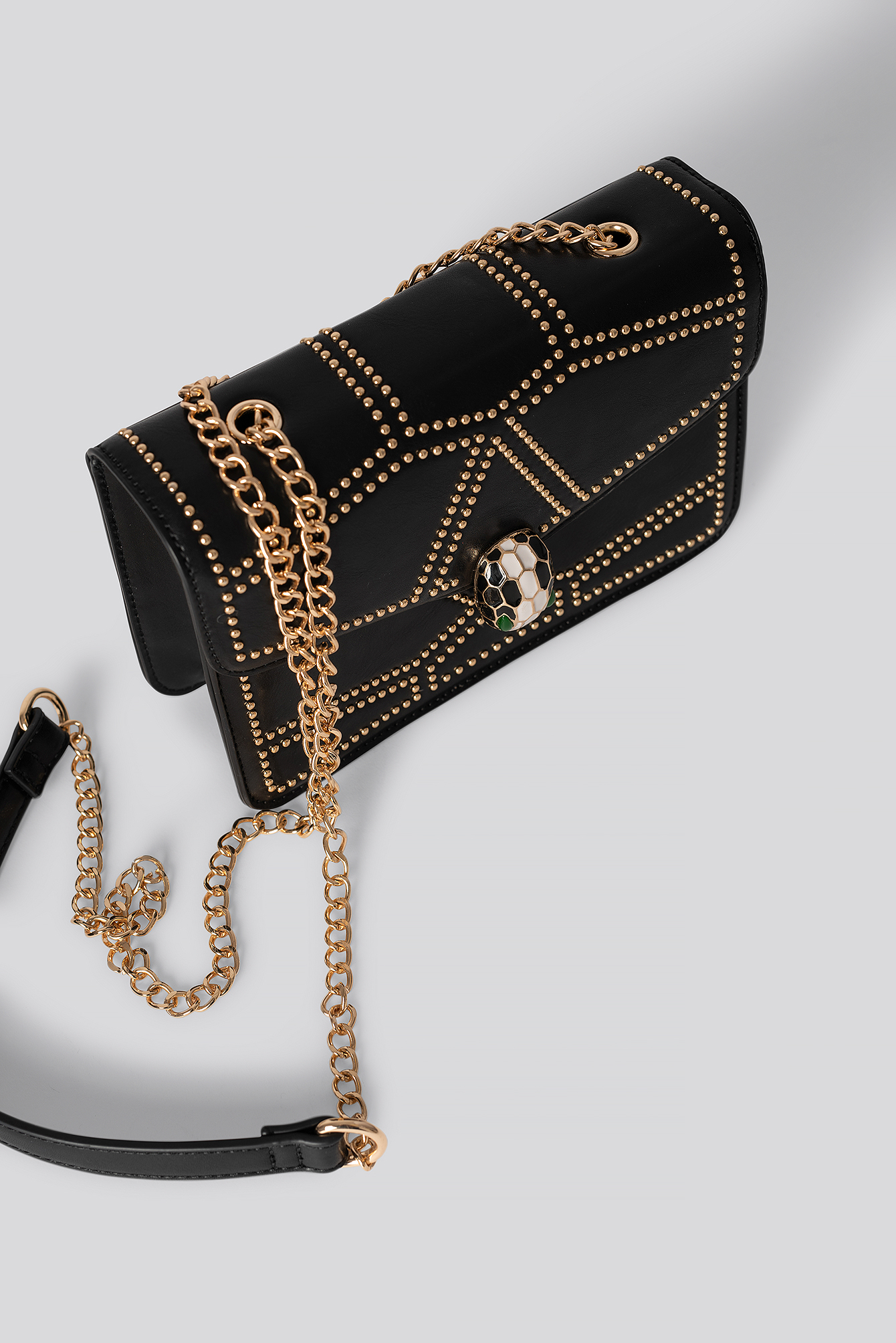 Studded Crossbody Chain Bag Black