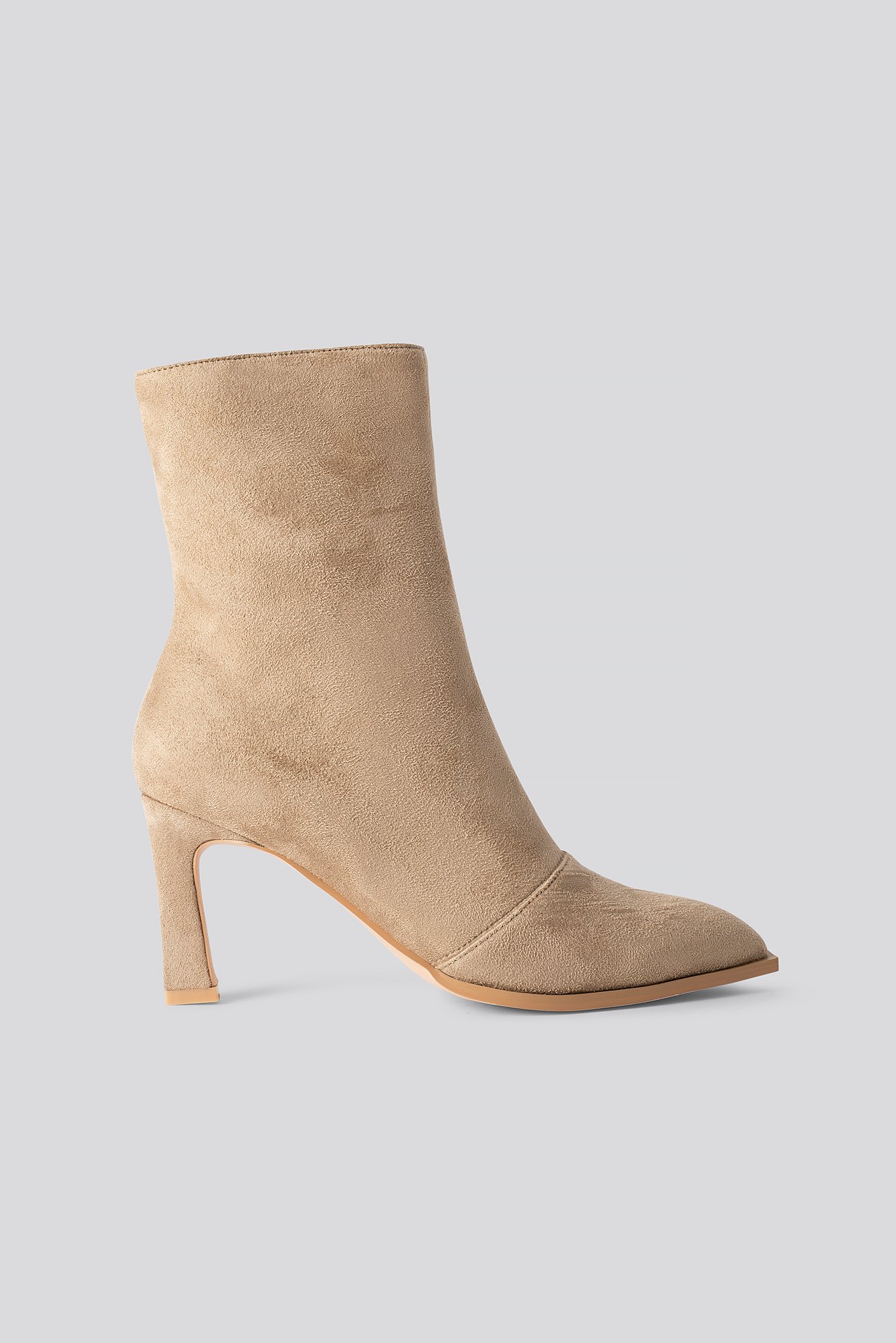 NA-KD Shoes Suede Look Heeled Boots - Beige