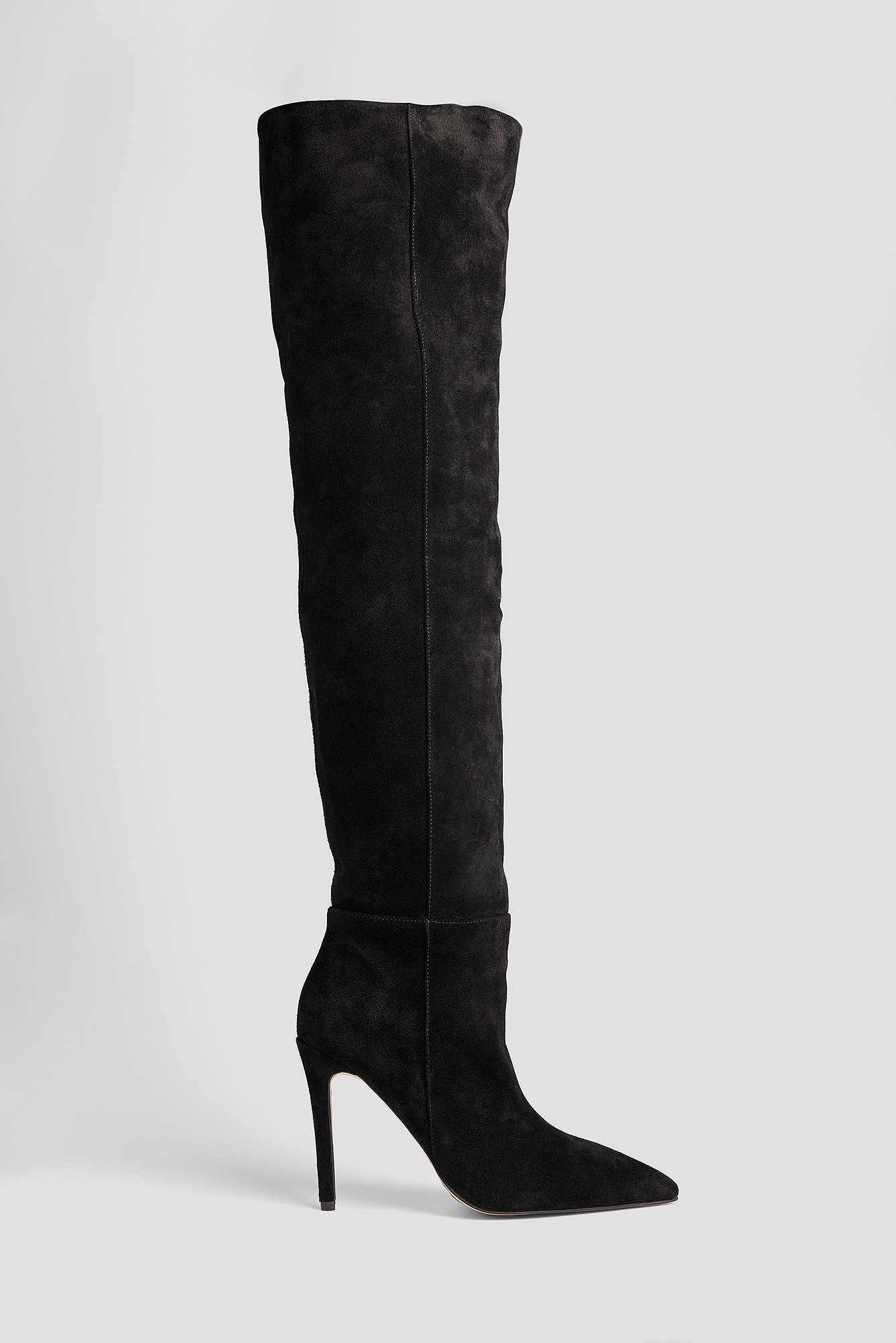 na-kd shoes -  Overknee-Stiefel aus Wildleder mit Stilettoabsatz - Black