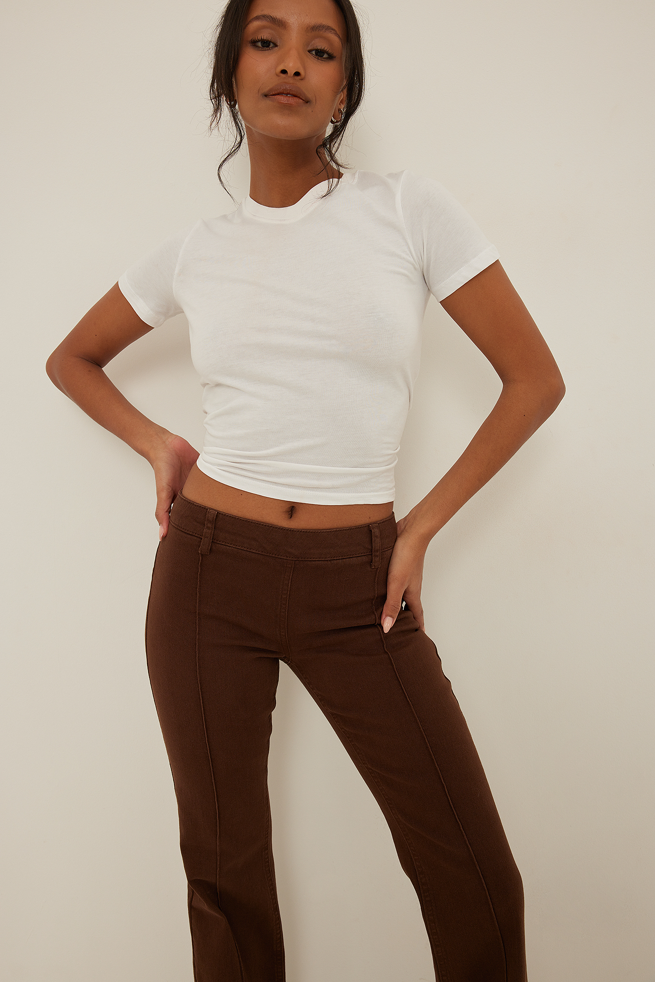 Super Low Waist Skinny Denim Brown | na 
