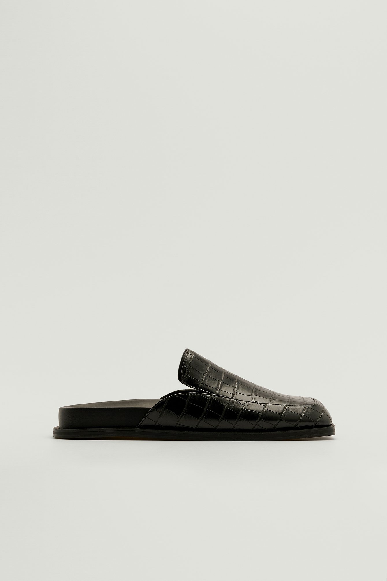Black Fyrkantiga Slip-In-Loafers