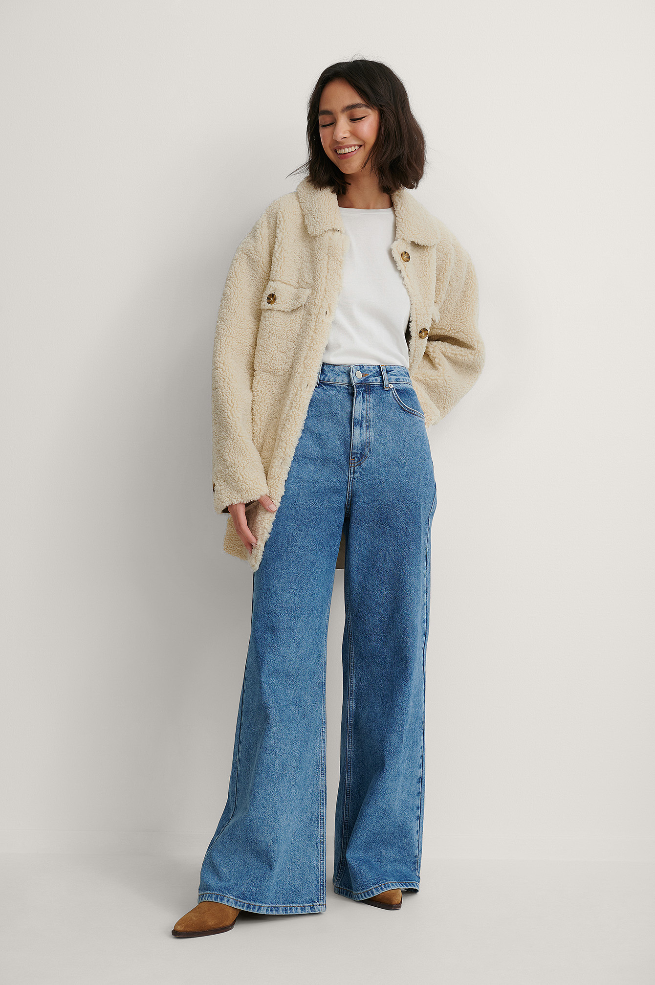 Mid Blue Recycled Super Wide Leg Jeans