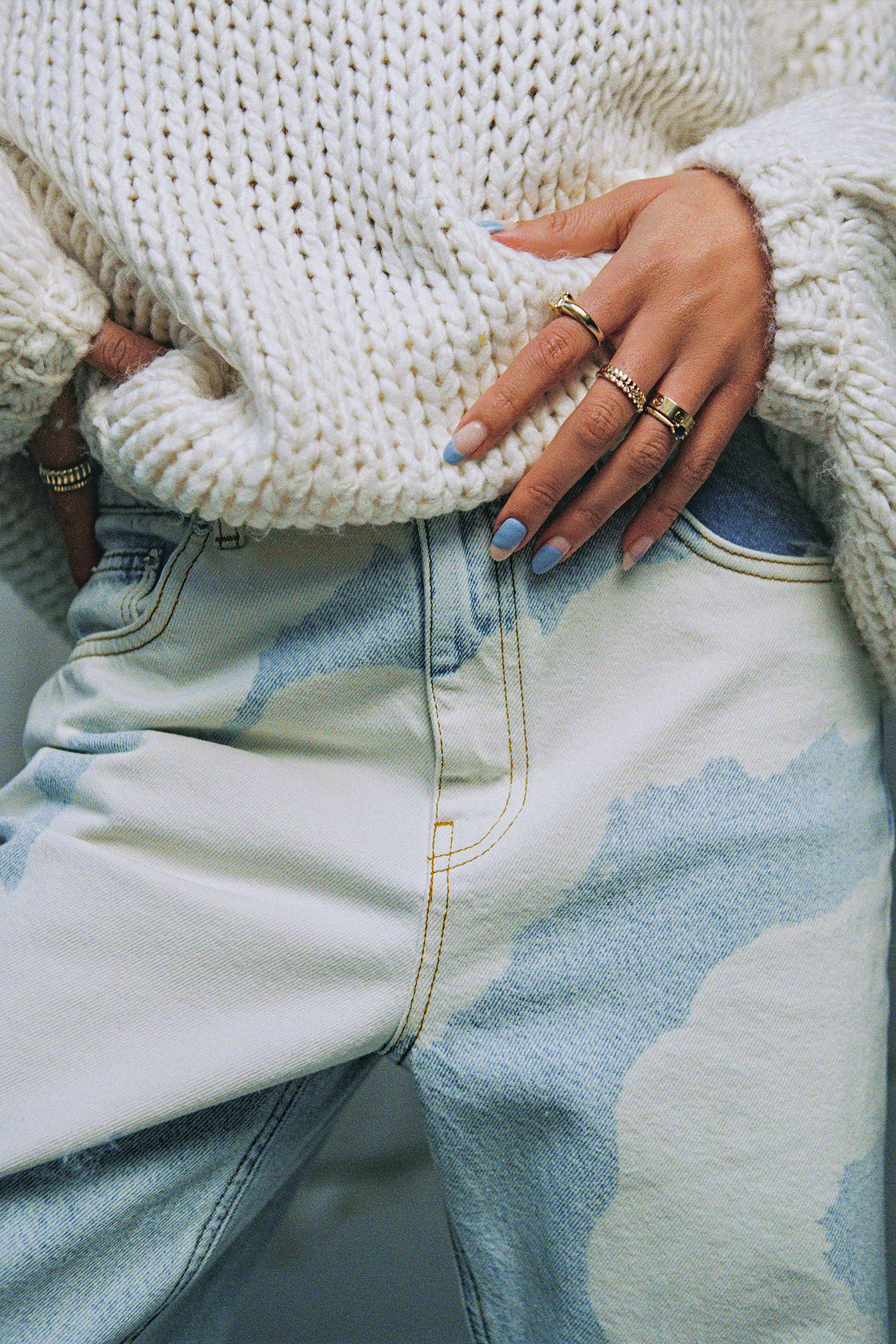 Organic Swirl Pattern Denim Multicolor 