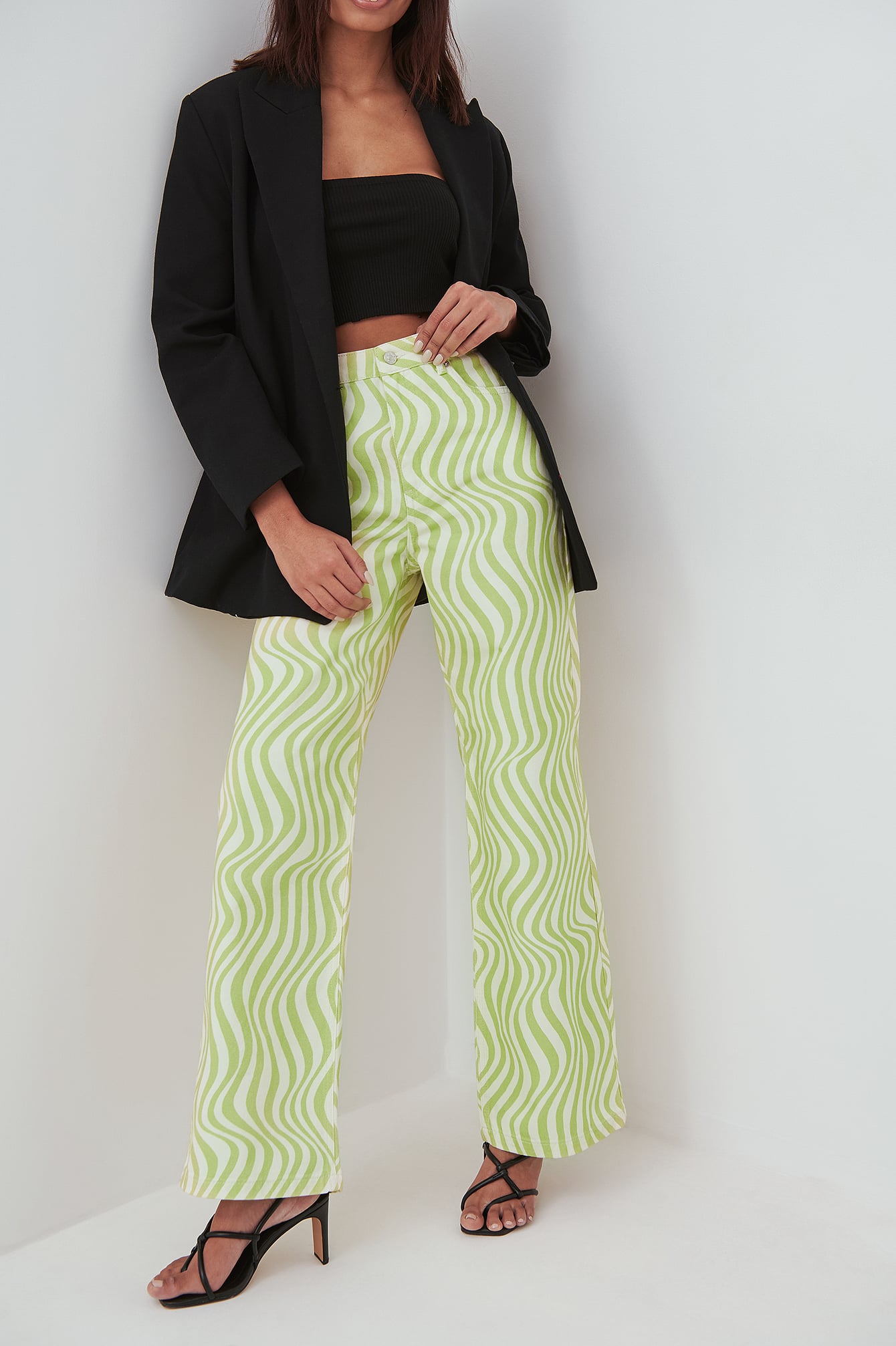 Swirl Printed Denim Green | na-kd.com