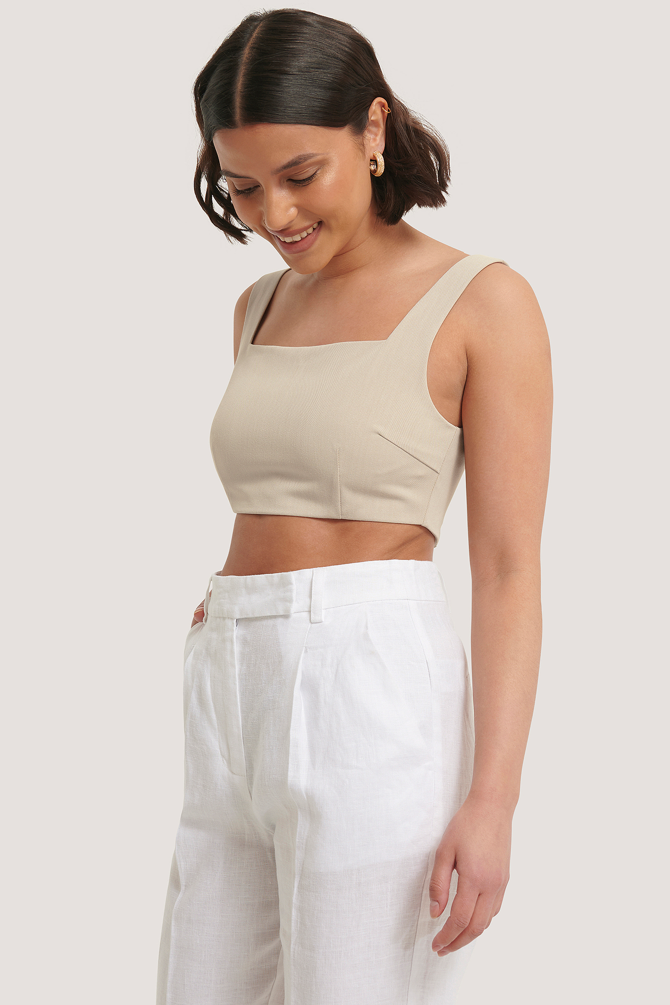 Sand Tailored Cropped Top