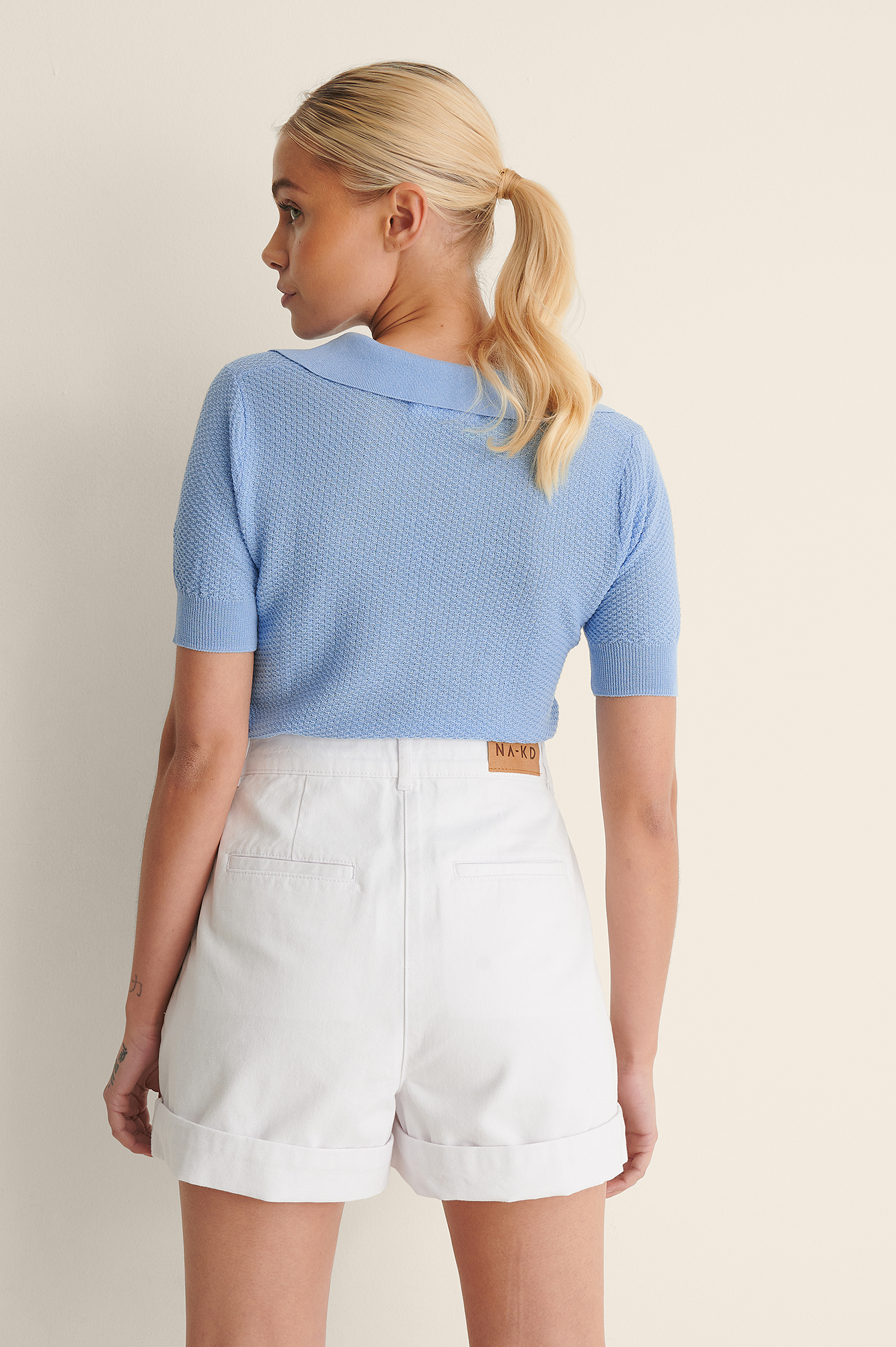 Organic Tailored Flared Denim Shorts 
