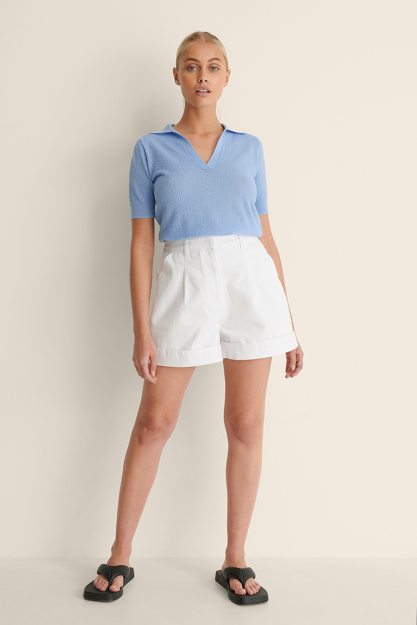 Organic Tailored Flared Denim Shorts 
