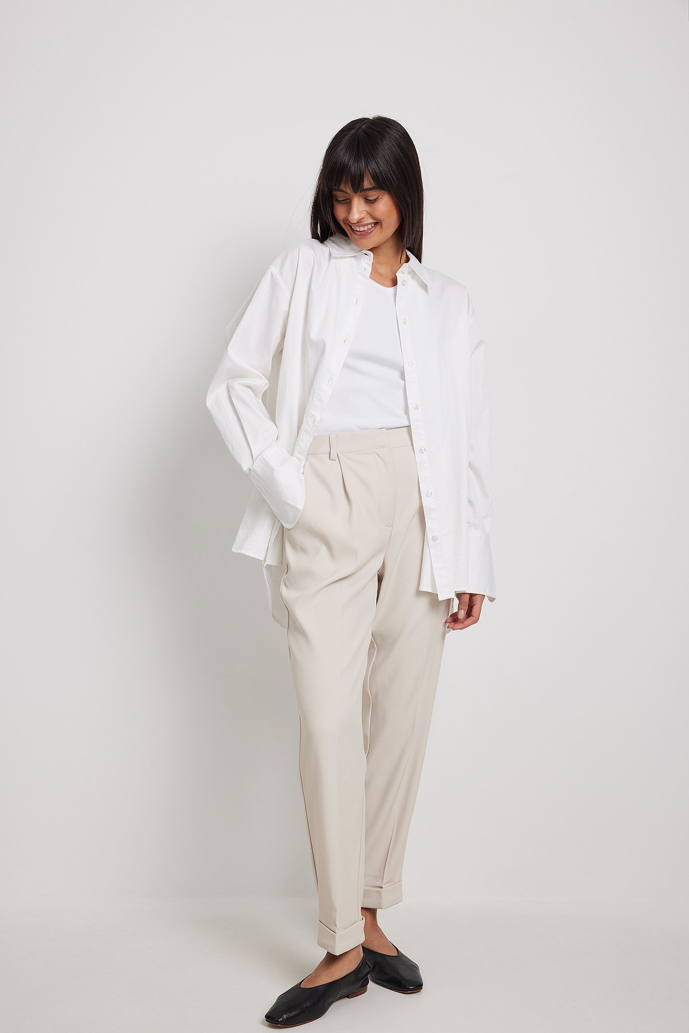 na-kd classic -  Tailored Fold Up Anzughose - Beige