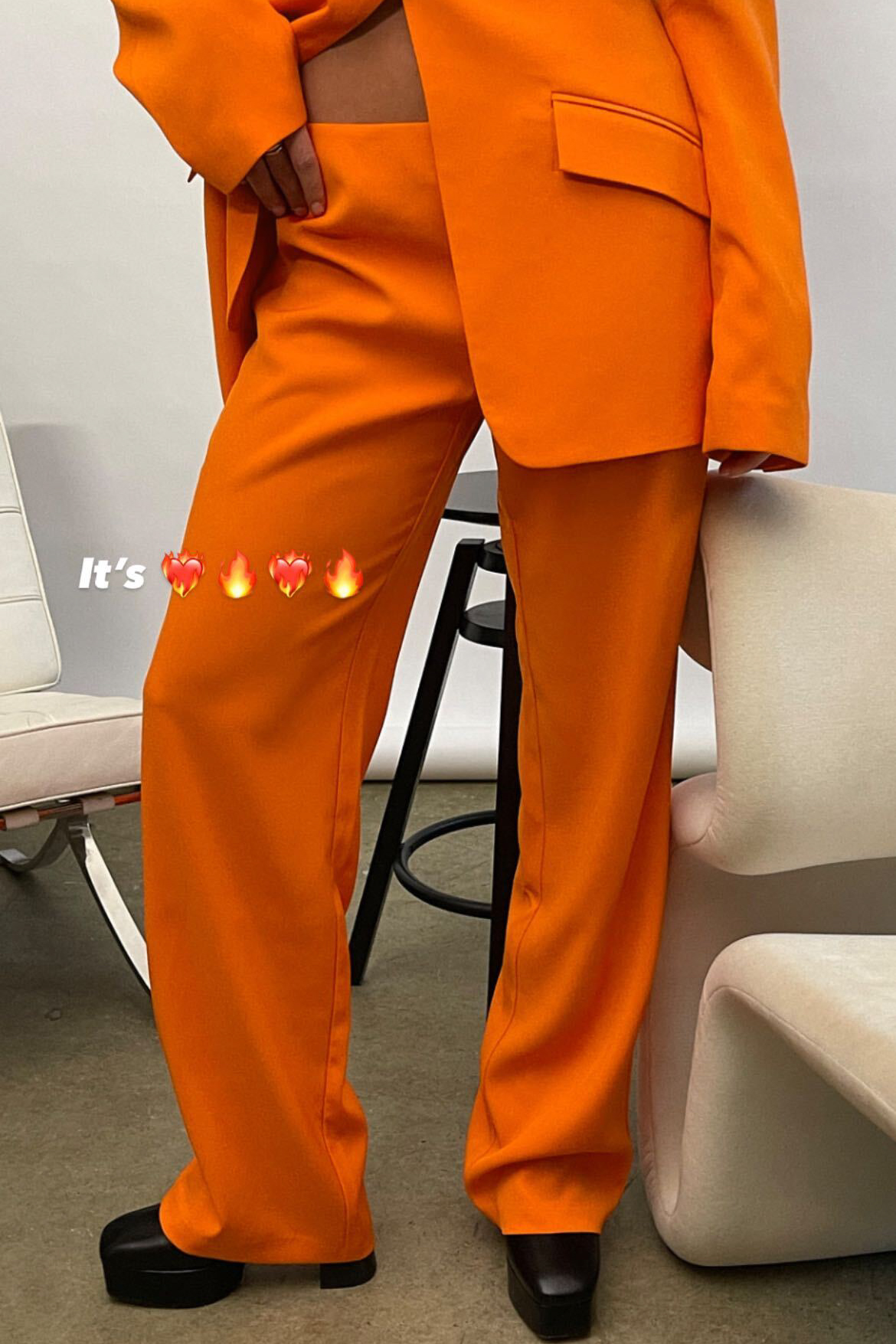 NA-KD Trend Recycled Tailored Low Waist Suit Pants - Orange