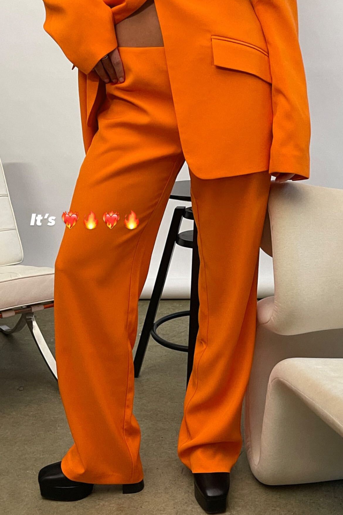 Bright Orange Recycled Tailored Low Waist Suit Pants