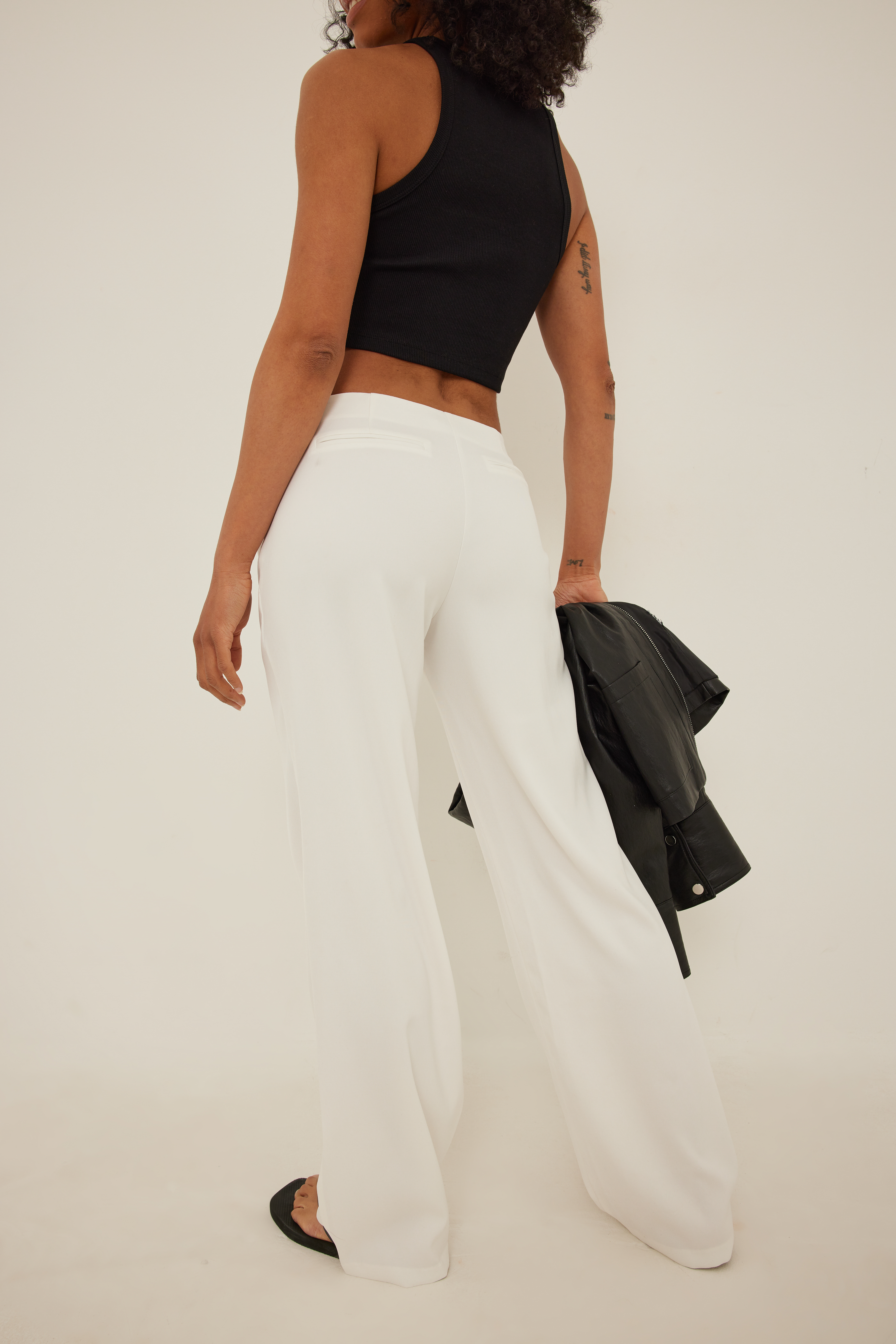 White Recycled Tailored Low Waist Suit Pants