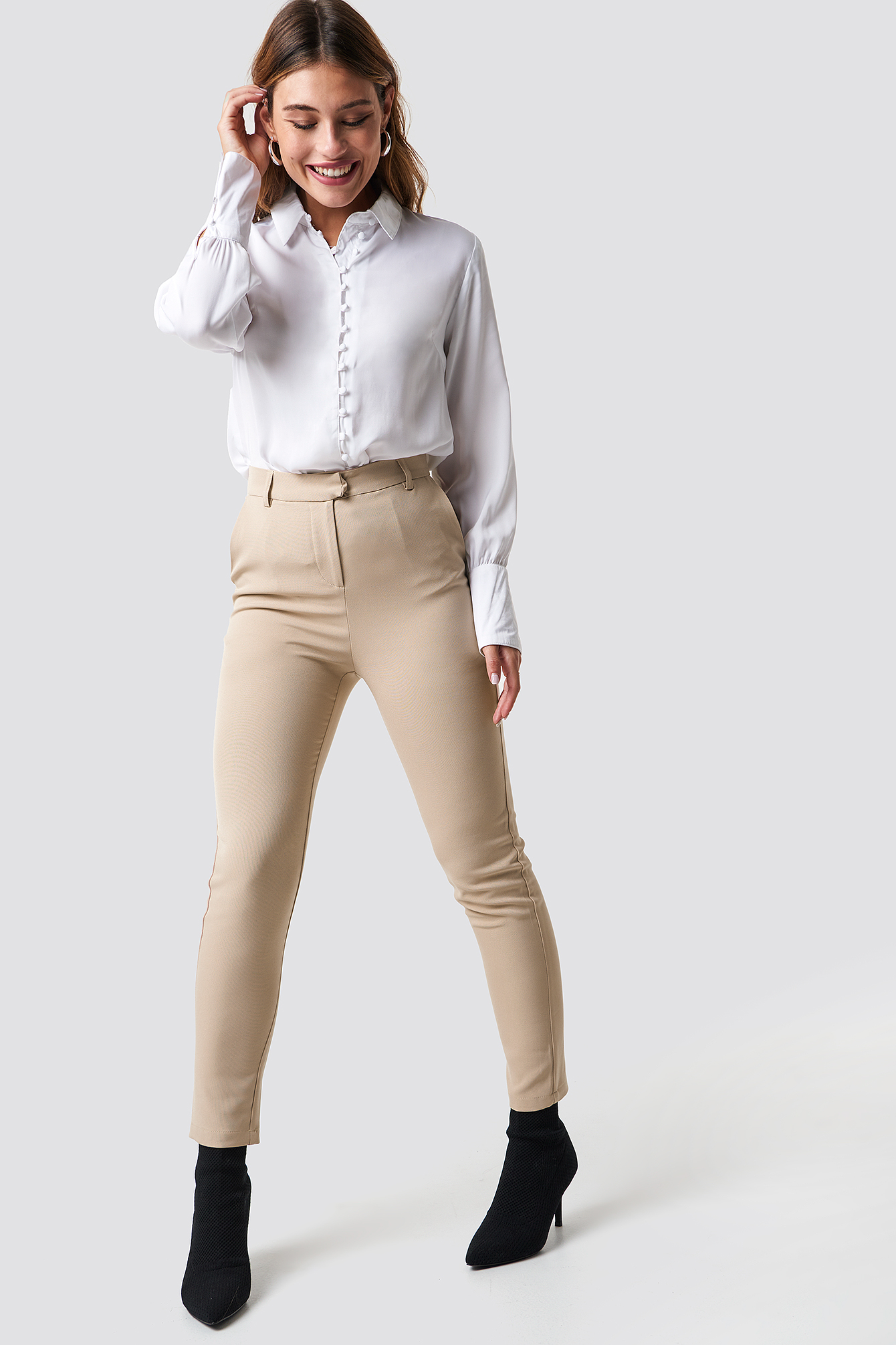 Tailored Straight Suit Pants Sand
