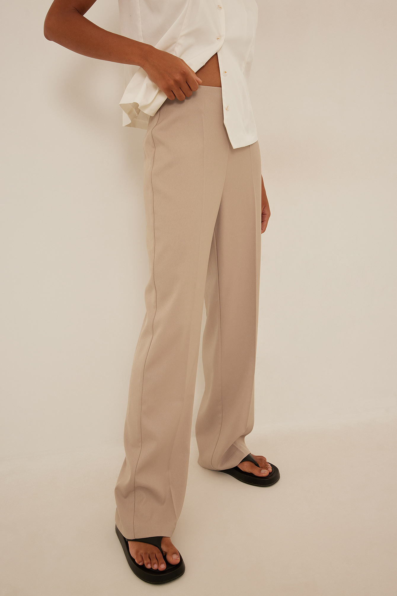 Beige Recycled Tailored Suit Pants